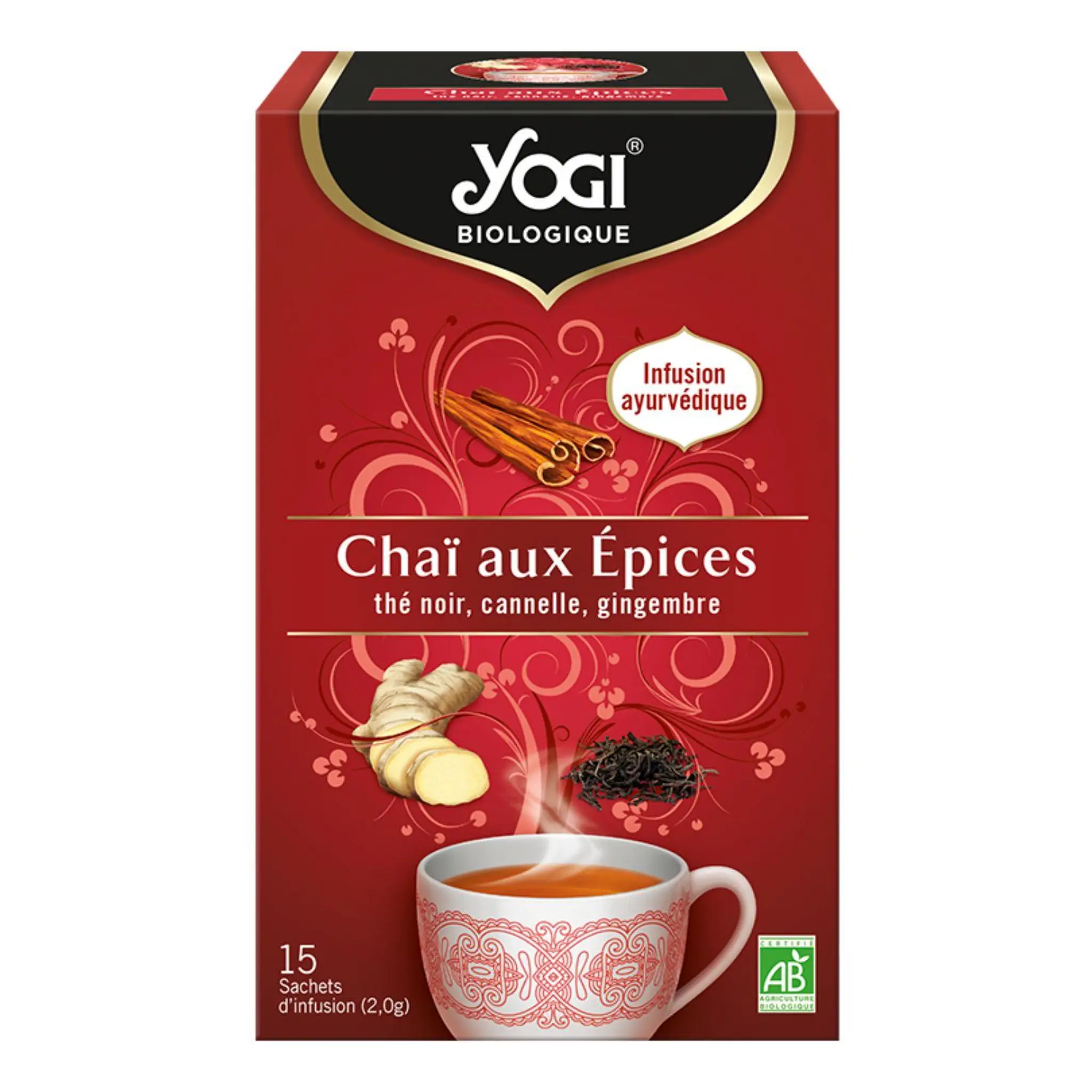 YOGI Infusion bio ayurvédique Chaï aux épices Thé noir cannelles gingembre