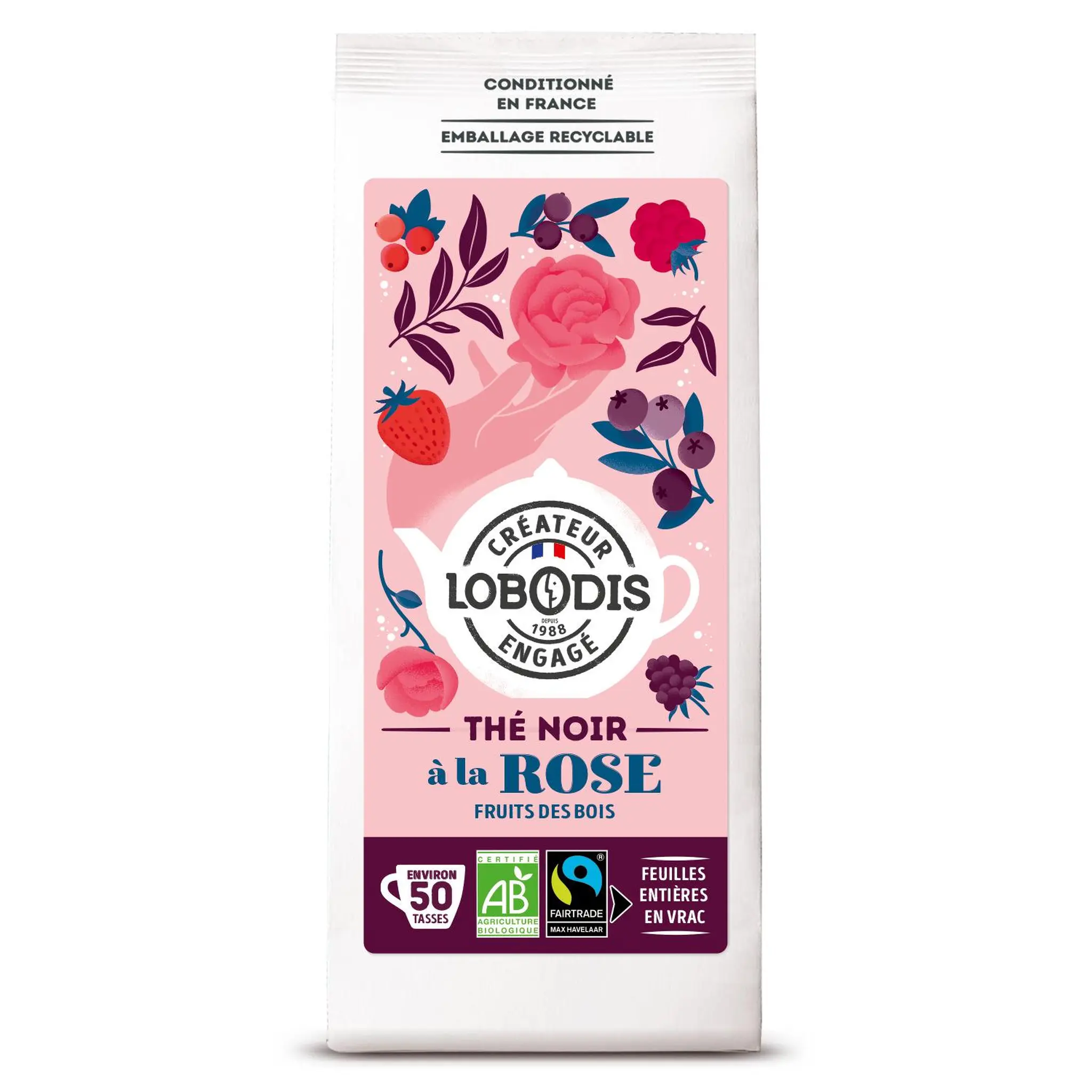 LOBODIS Thé noir bio à la rose et fruits des bois