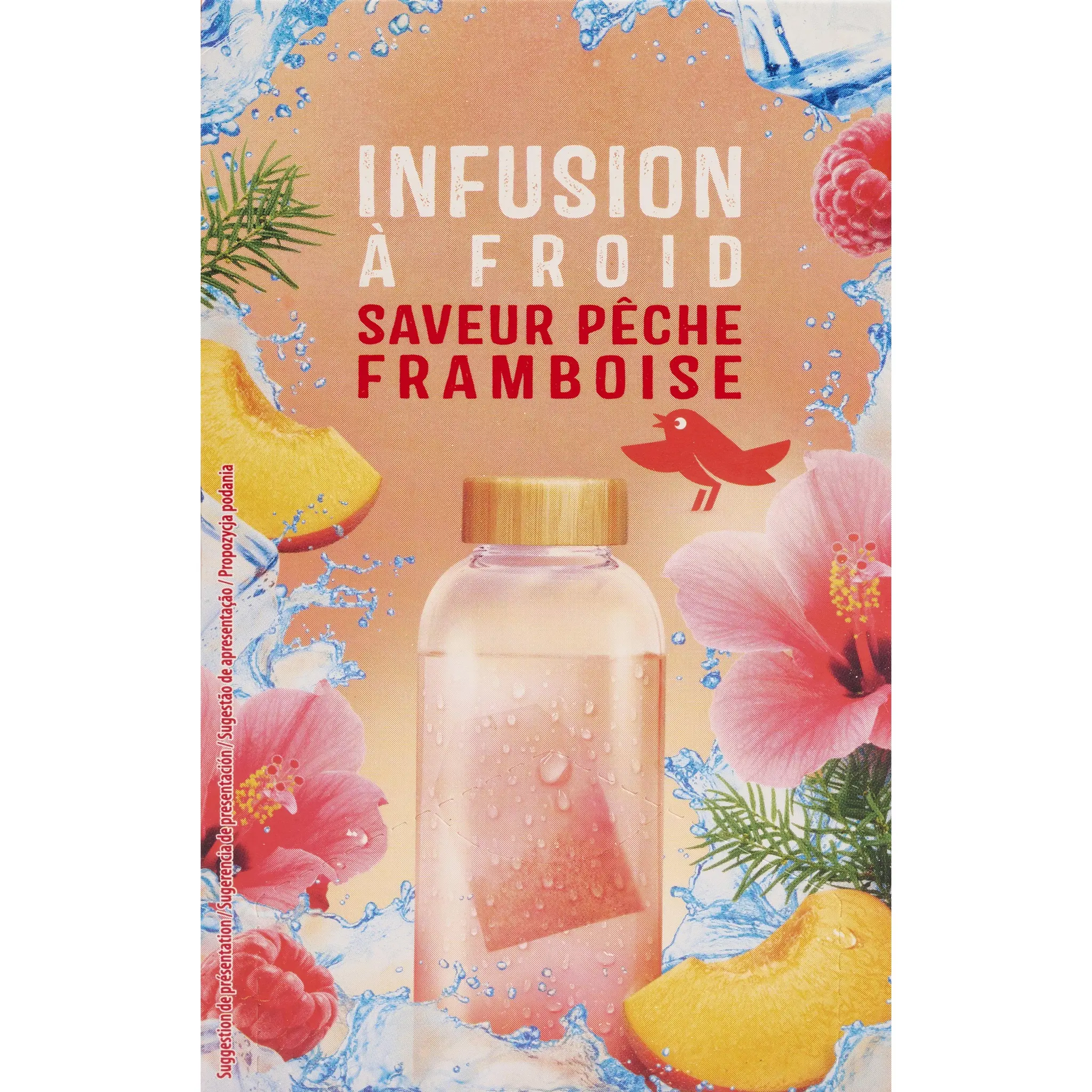 AUCHAN Infusion à froid saveur pêche framboise