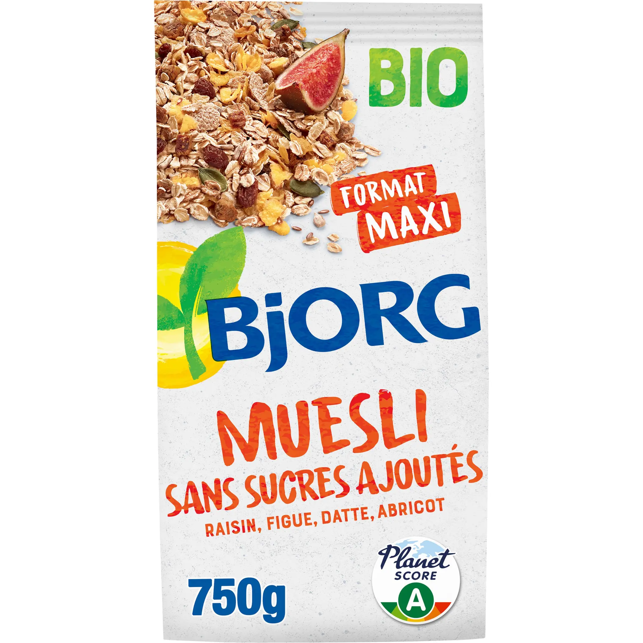 BJORG Muesli de céréales bio raisin figue datte et abricot sans sucres ajoutés