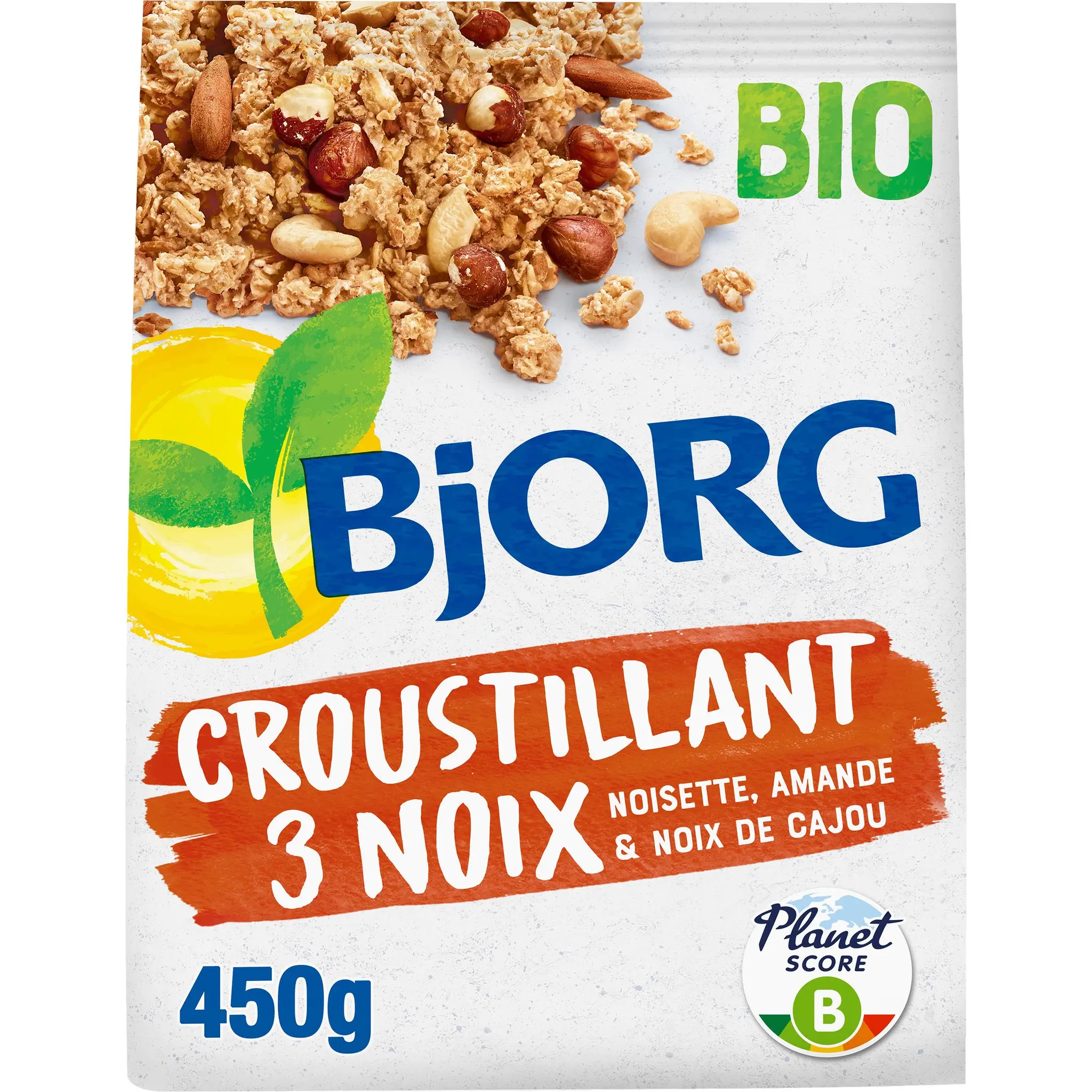BJORG Muesli croustillant bio aux 3 noix noisettes amandes et noix de cajou