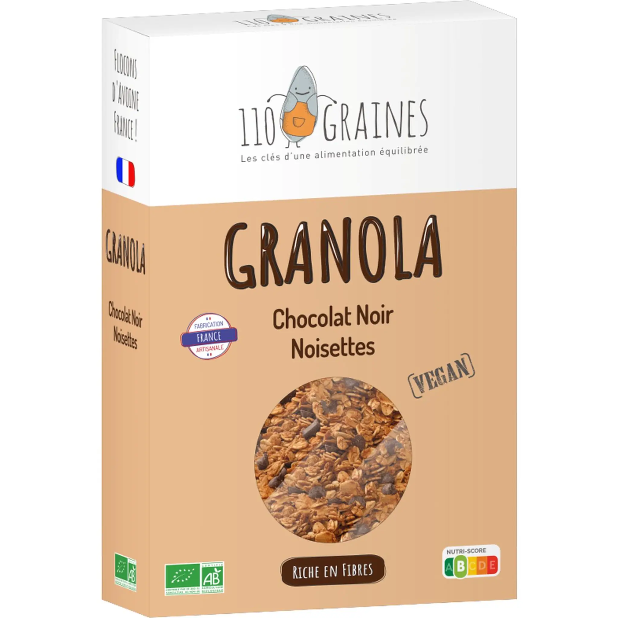 110 GRAINES Granola chocolat noir et noisettes bio