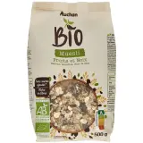 AUCHAN BIO Muesli avec fruits et noix raisins noisettes noix de coco