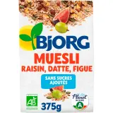 BJORG Muesli de céréales bio raisin figue datte et abricot sans sucre ajoutés