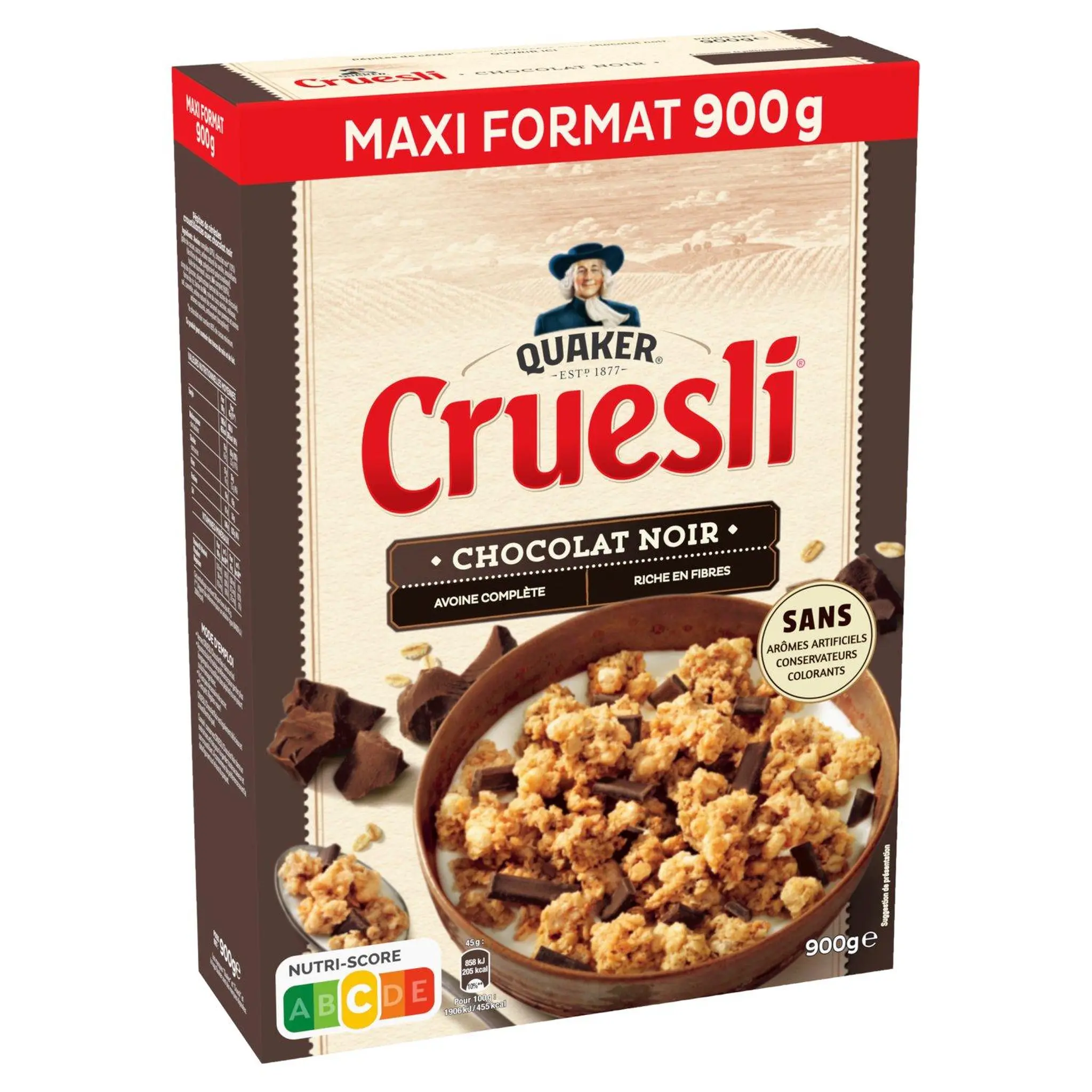 QUAKER Cruesli céréales au chocolat noir