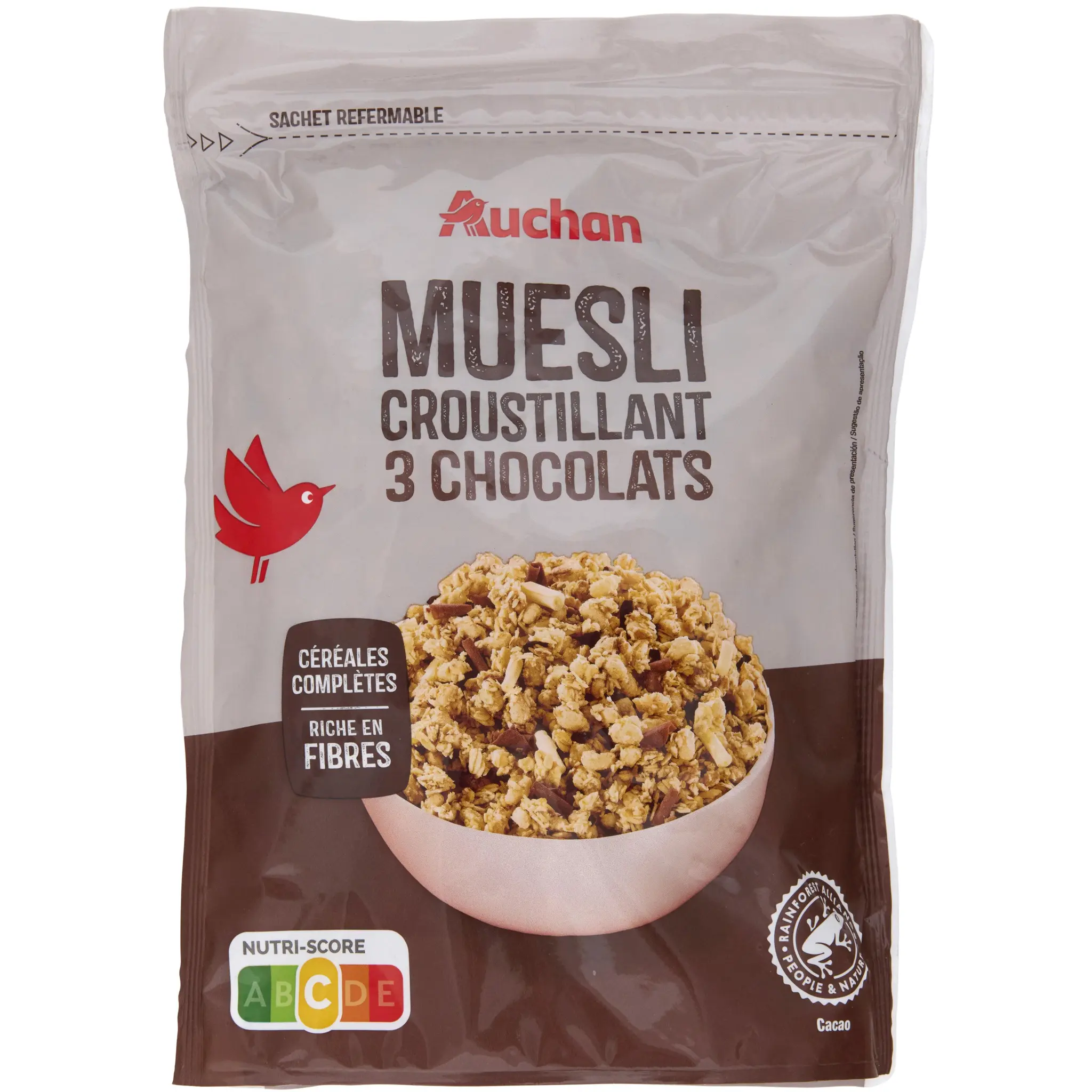 AUCHAN Muesli croustillant 3 chocolats