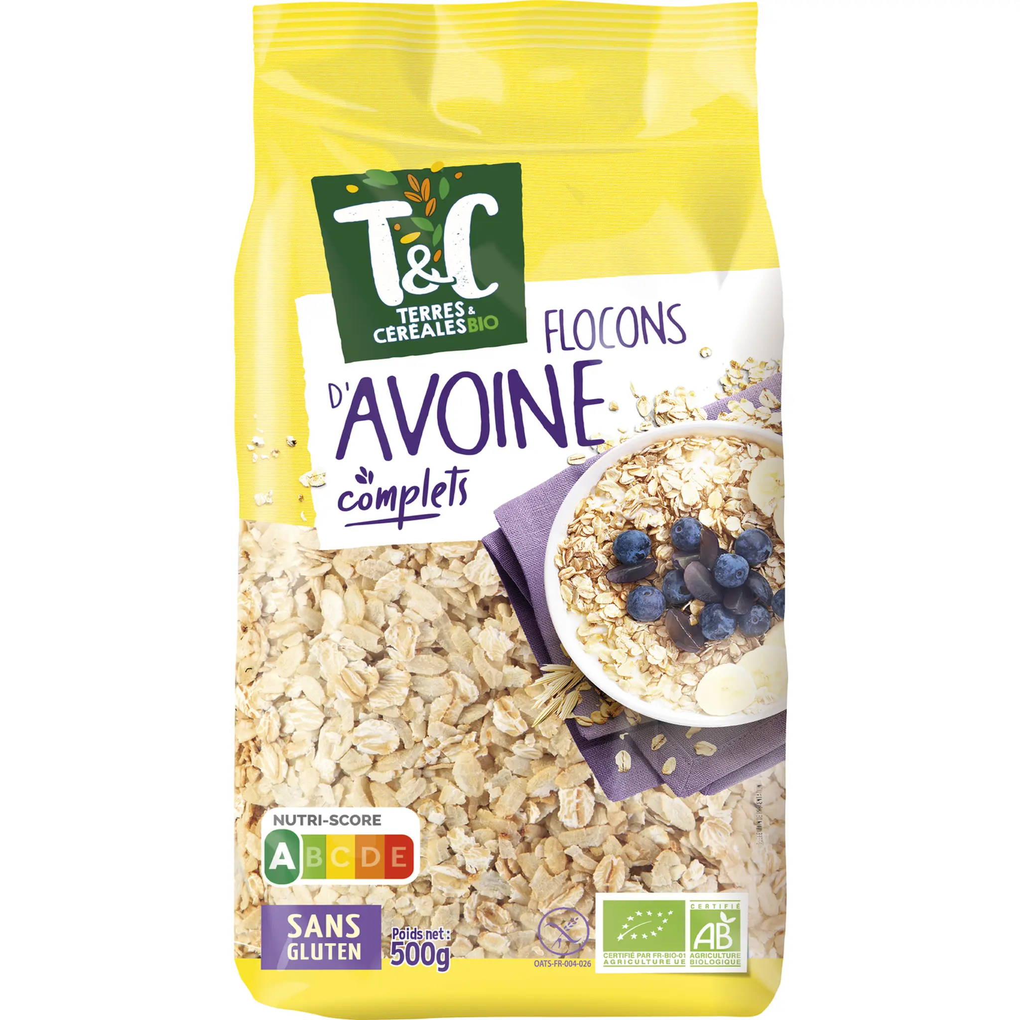 TERRES ET CEREALES Flocons d'avoine complets sans gluten bio