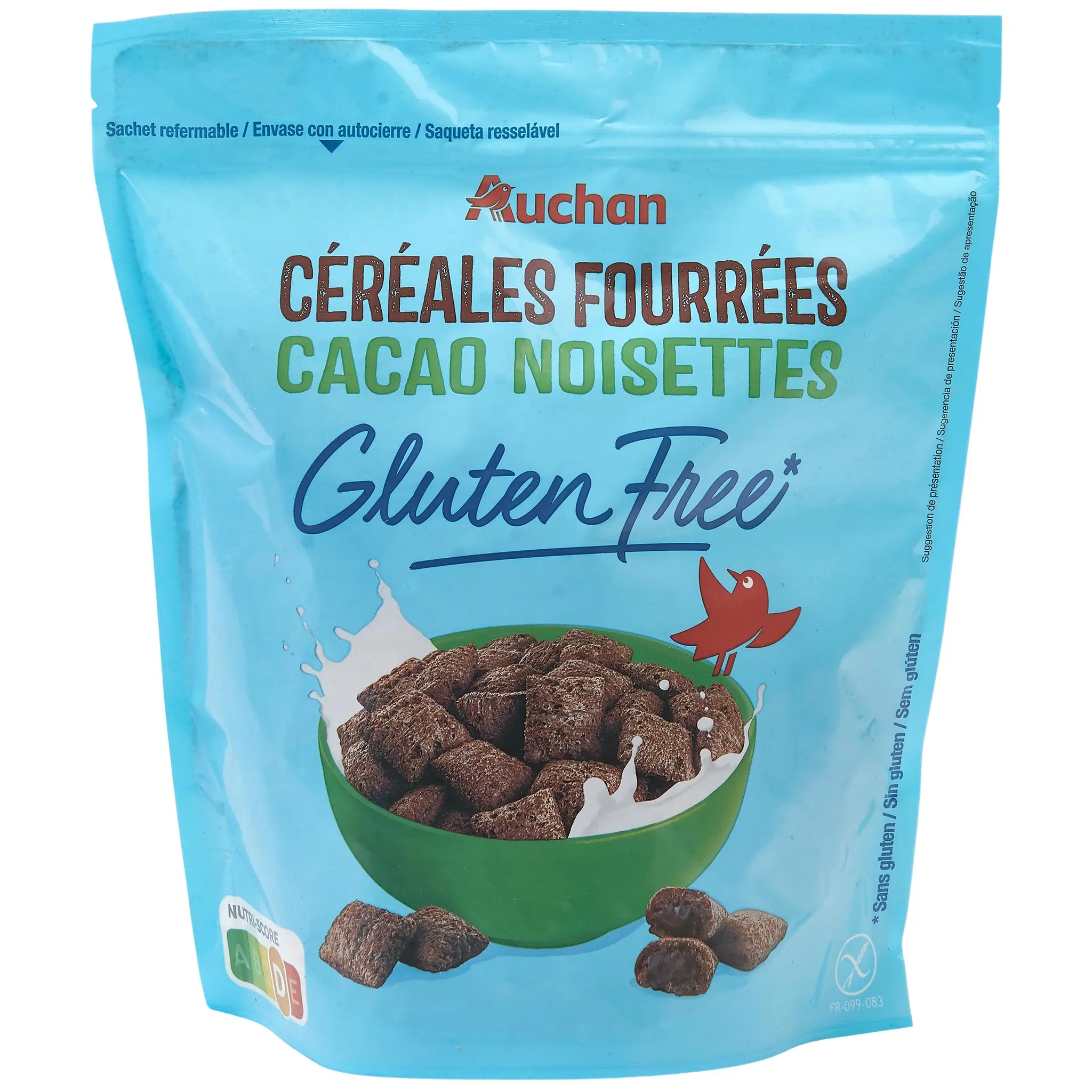 AUCHAN Céréales fourrées chocolat noisettes sans gluten