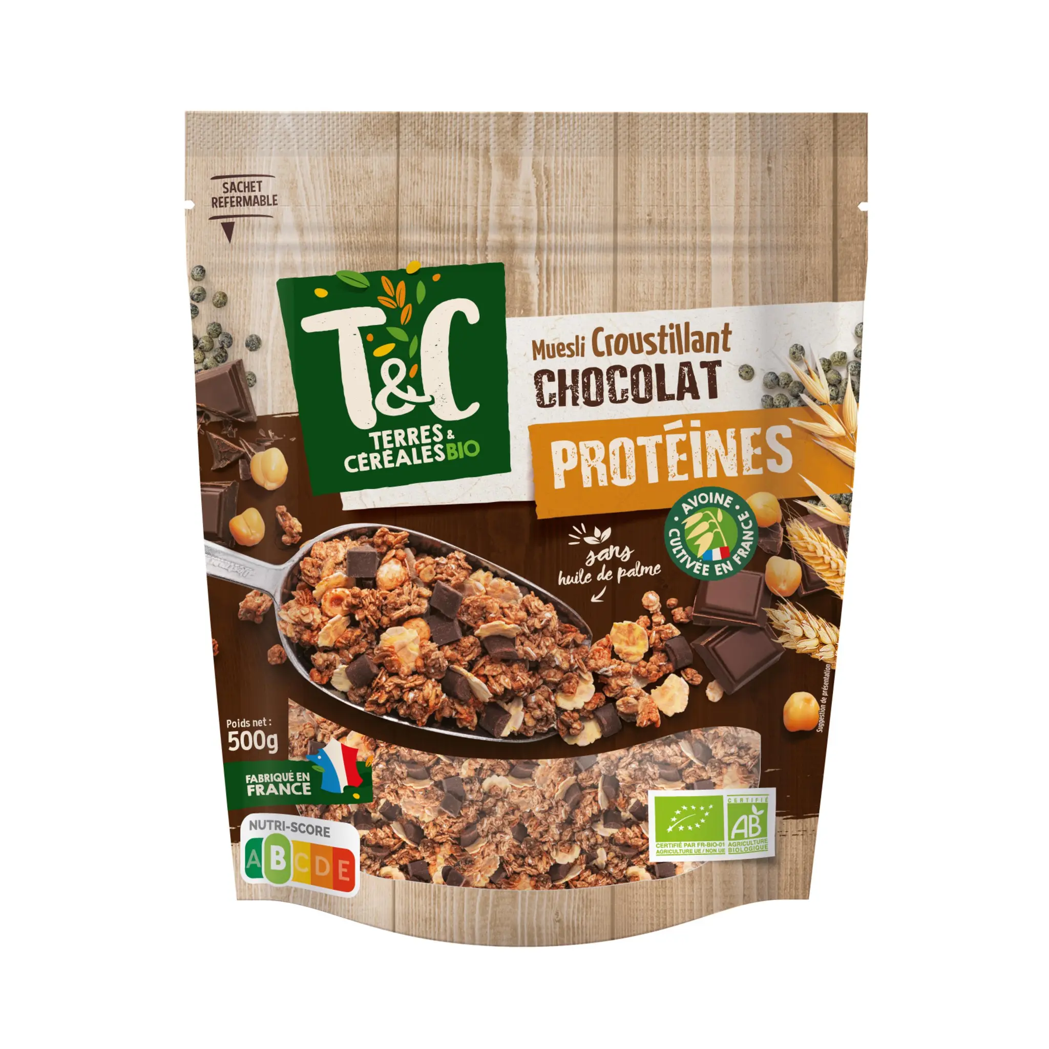 TERRES ET CEREALES Muesli croustillant au chocolat protéines bio