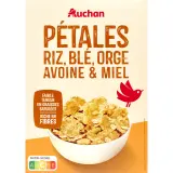 AUCHAN Céréales pétales riz blé orge avoine et miel