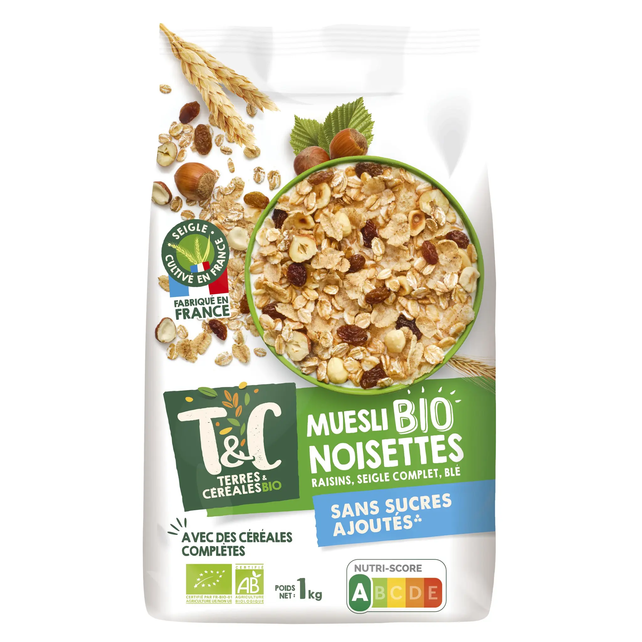 TERRES ET CEREALES Muesli aux noisettes sans sucres ajoutés bio