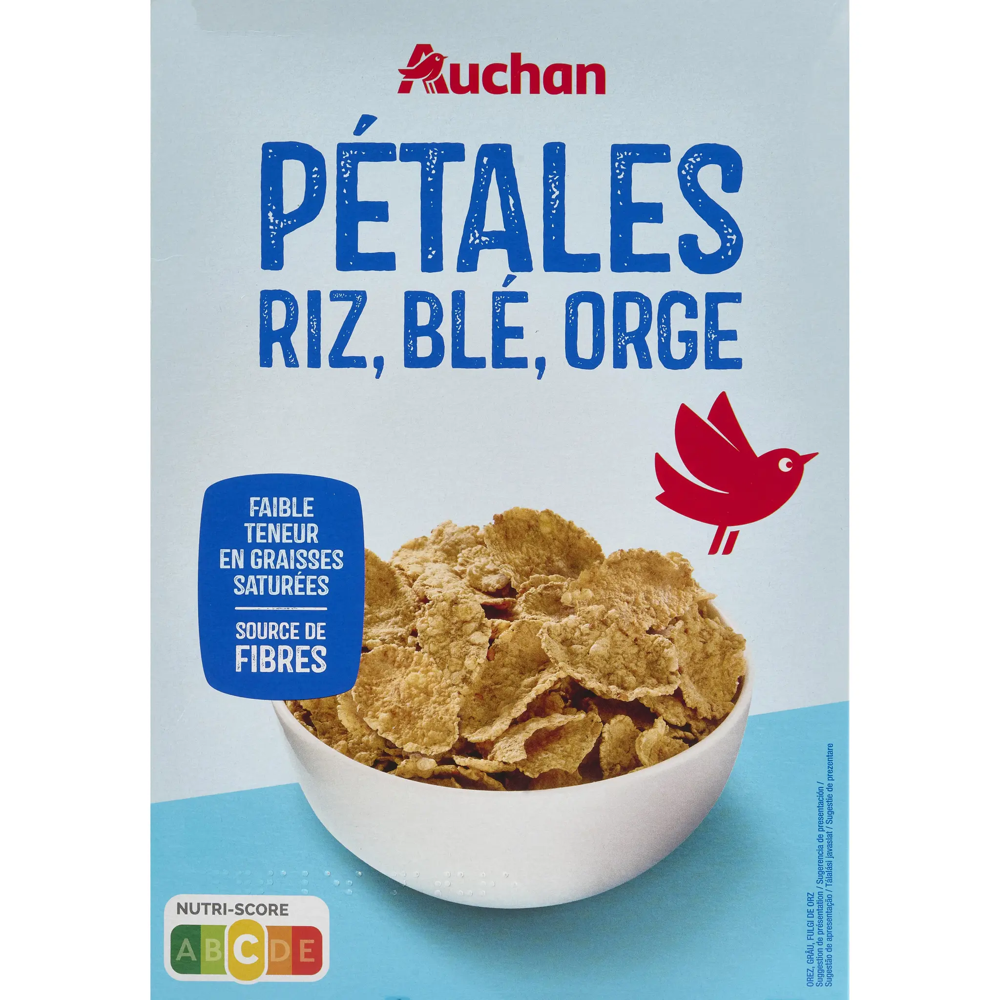 AUCHAN Céréales pétales de riz blé et orge