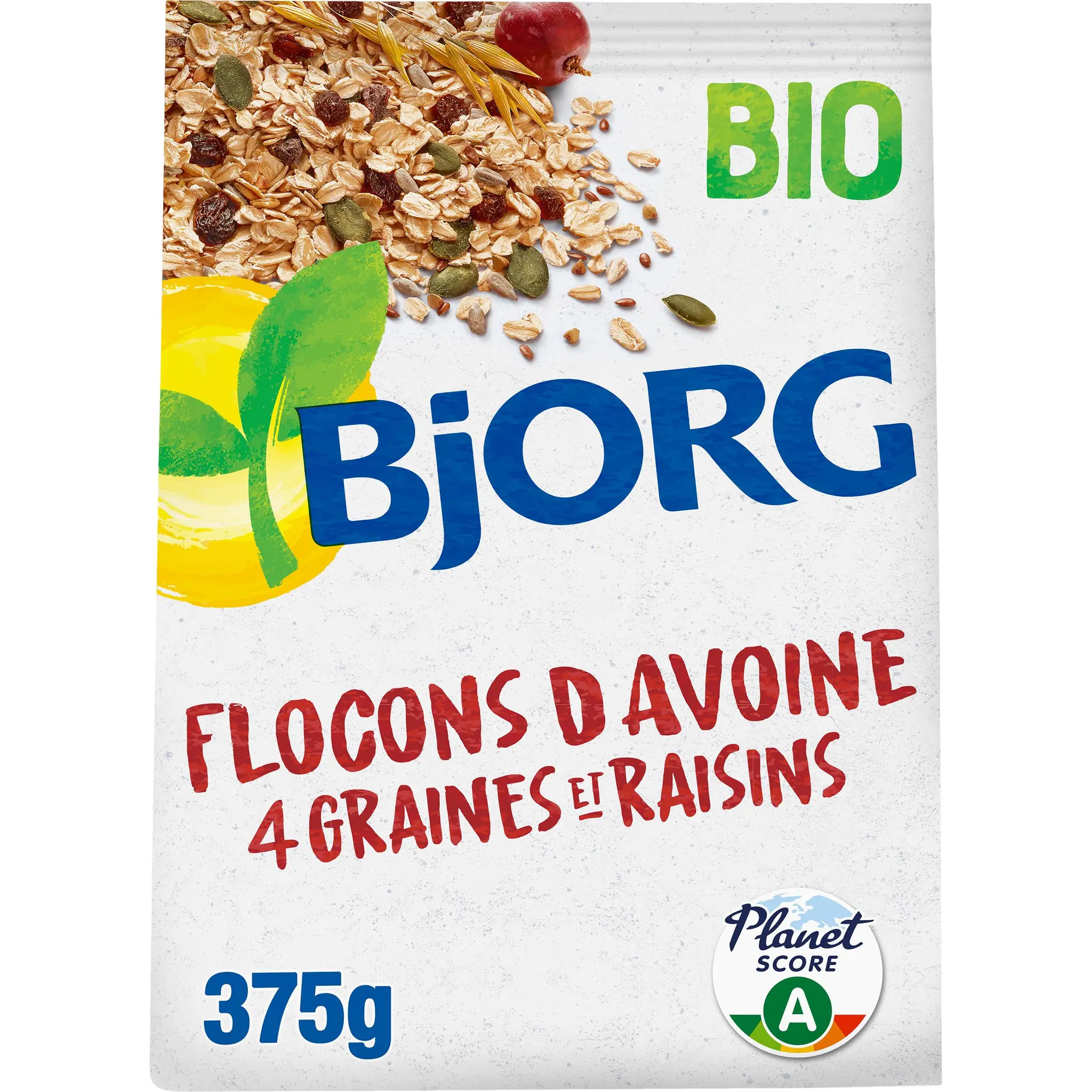 BJORG Flocons d'avoine aux 4 graines et raisins bio