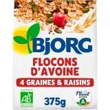 BJORG Flocons d'avoine aux 4 graines et raisins bio