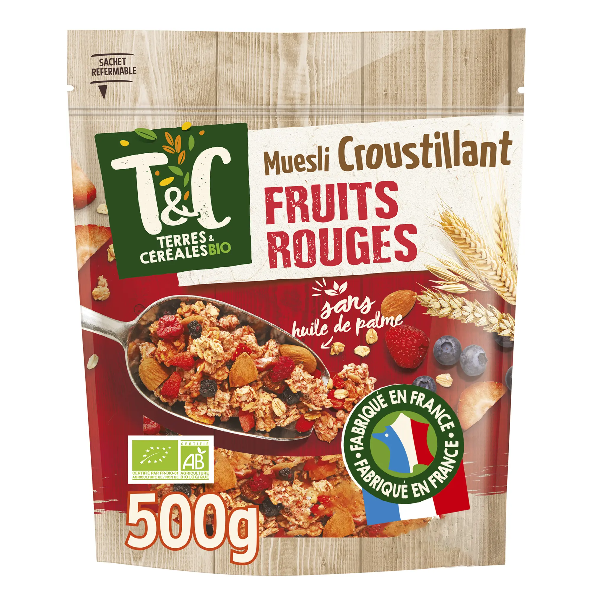 TERRES ET CEREALES Muesli croustillant aux fruits rouges bio