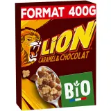 LION Céréales bio au caramel et chocolat
