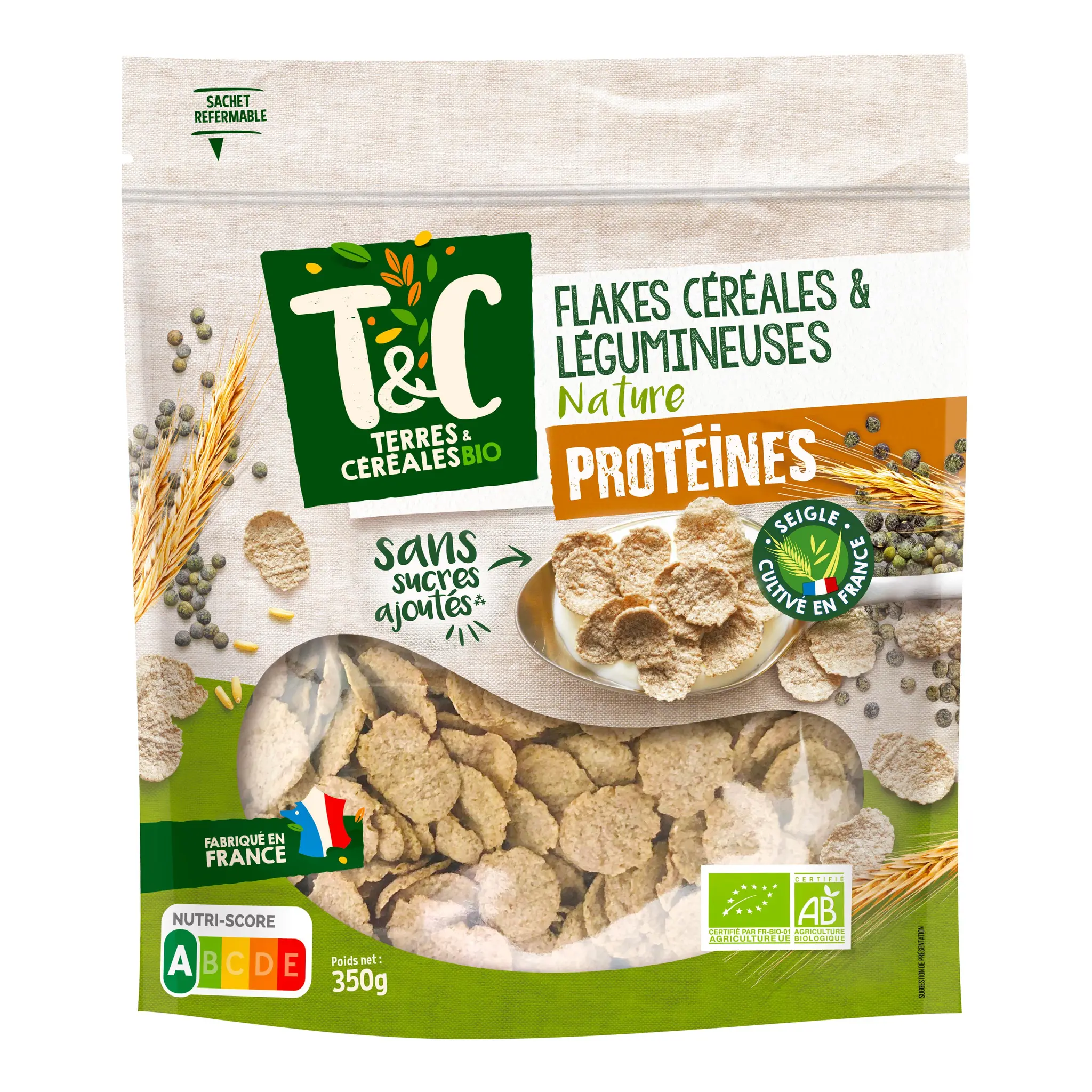 TERRES ET CEREALES Corn flakes céréales et légumineuses nature bio