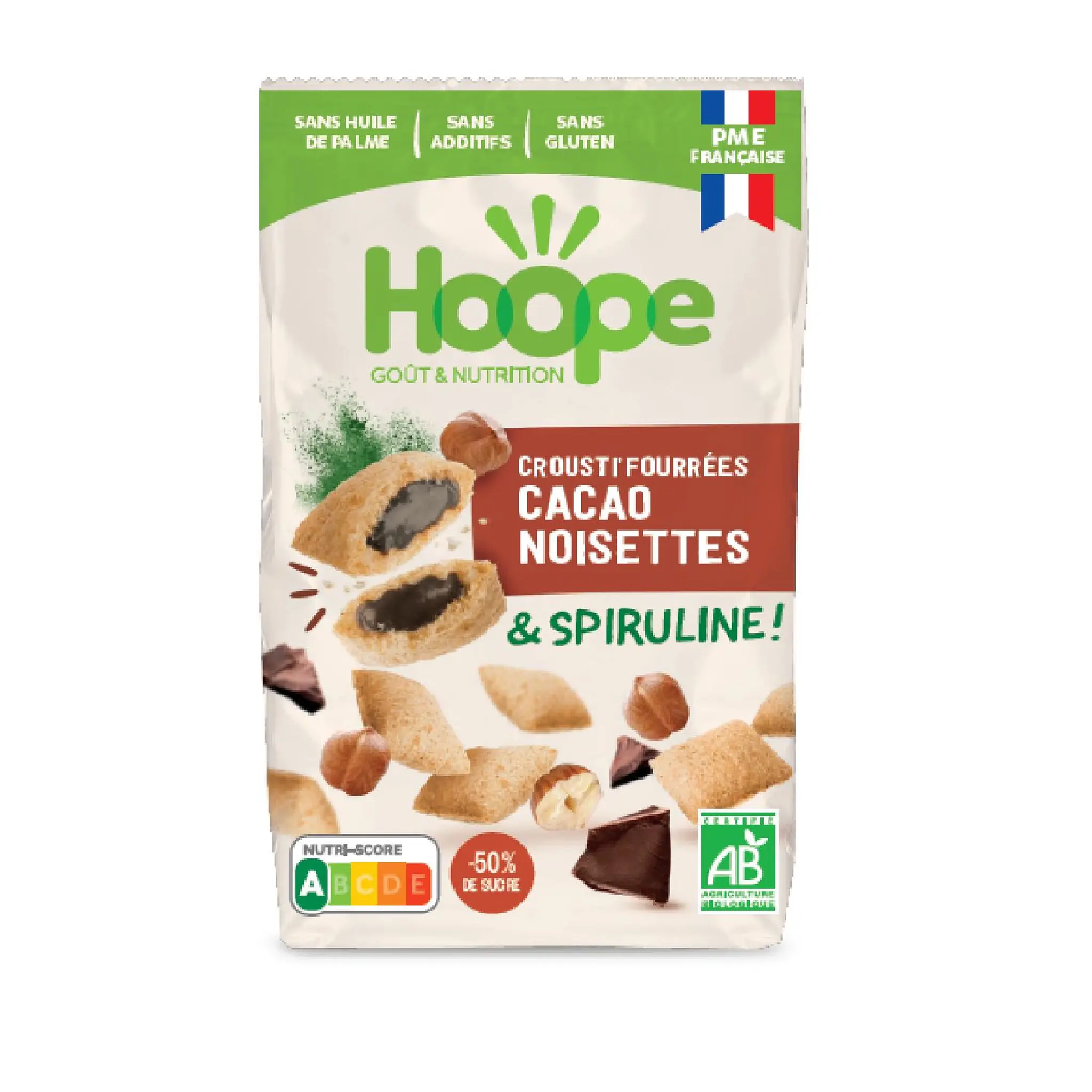 HOOPE Crousty fourrées cacao noisettes bio