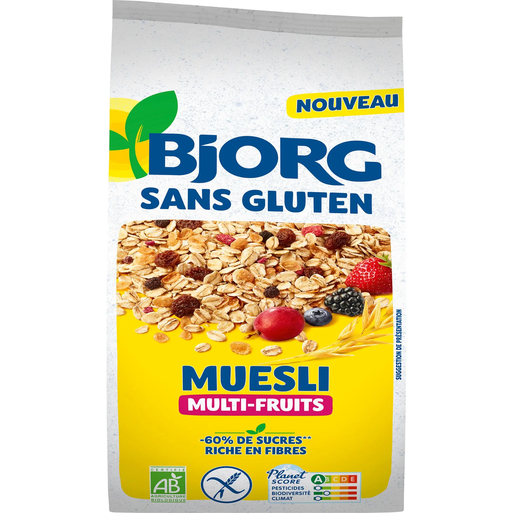 BJORG Muesli de céréales superfruits bio sans gluten réduit en sucres