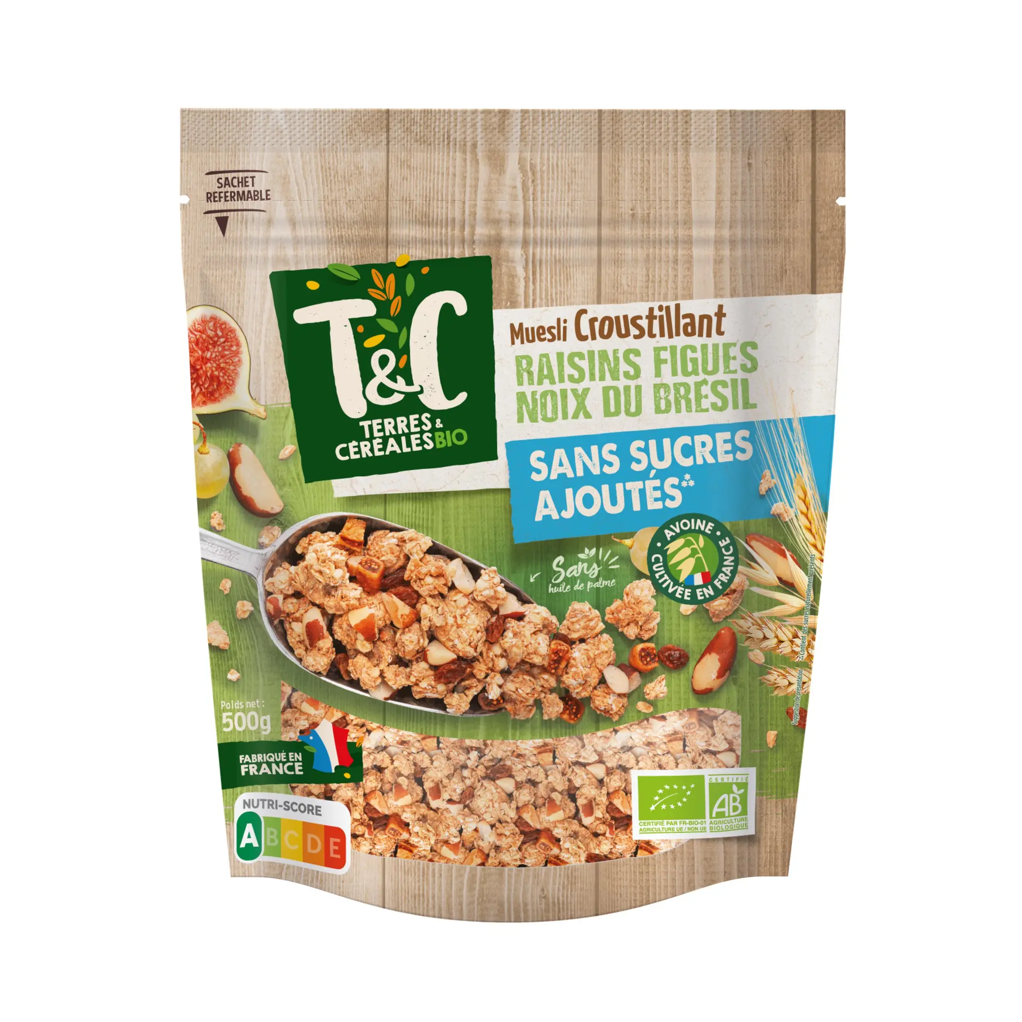 TERRES ET CEREALES Céréales muesli croustillant raisins figues noix du brésil bio