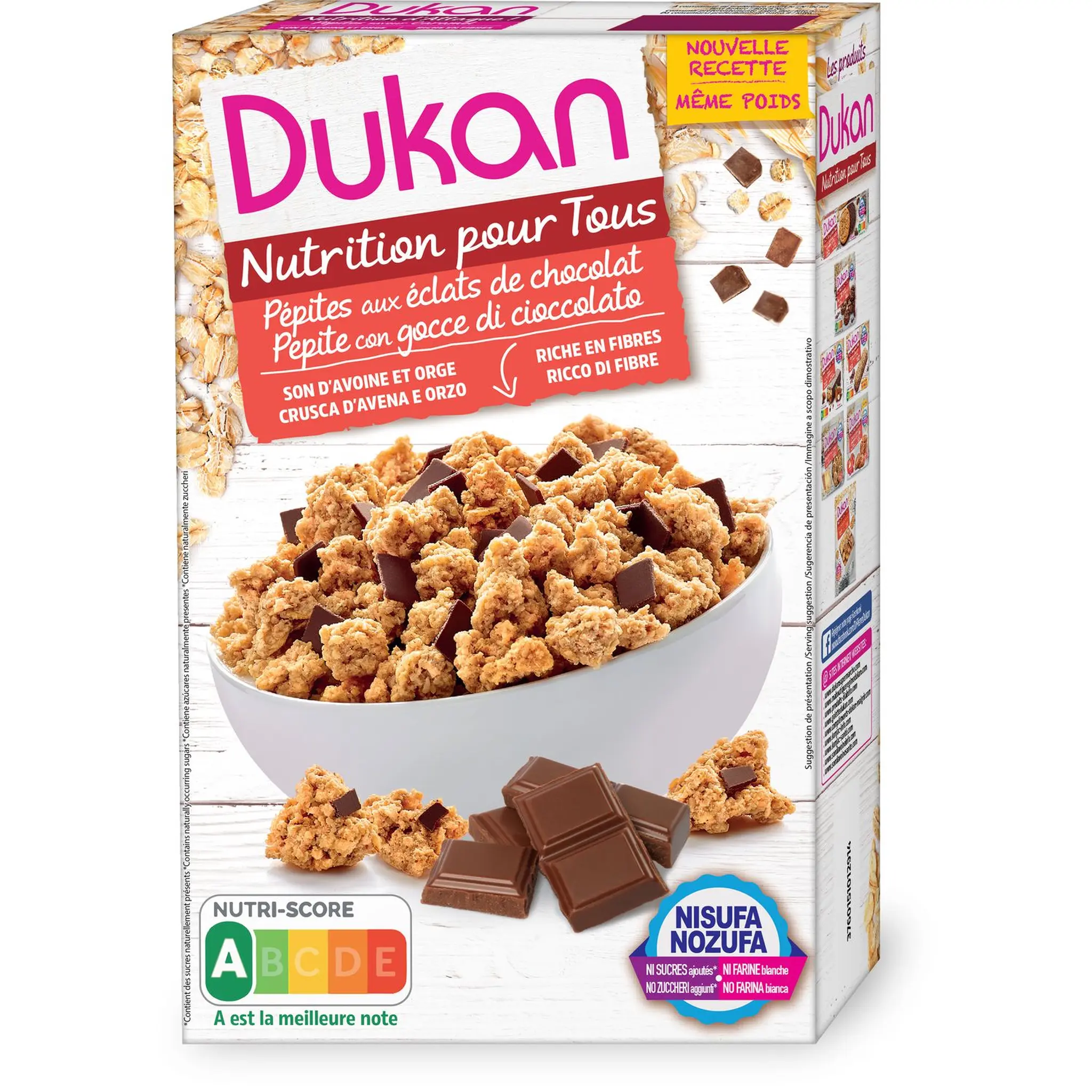 DUKAN Muesli de céréales son d'avoine et orge pépites aux éclats de chocolat