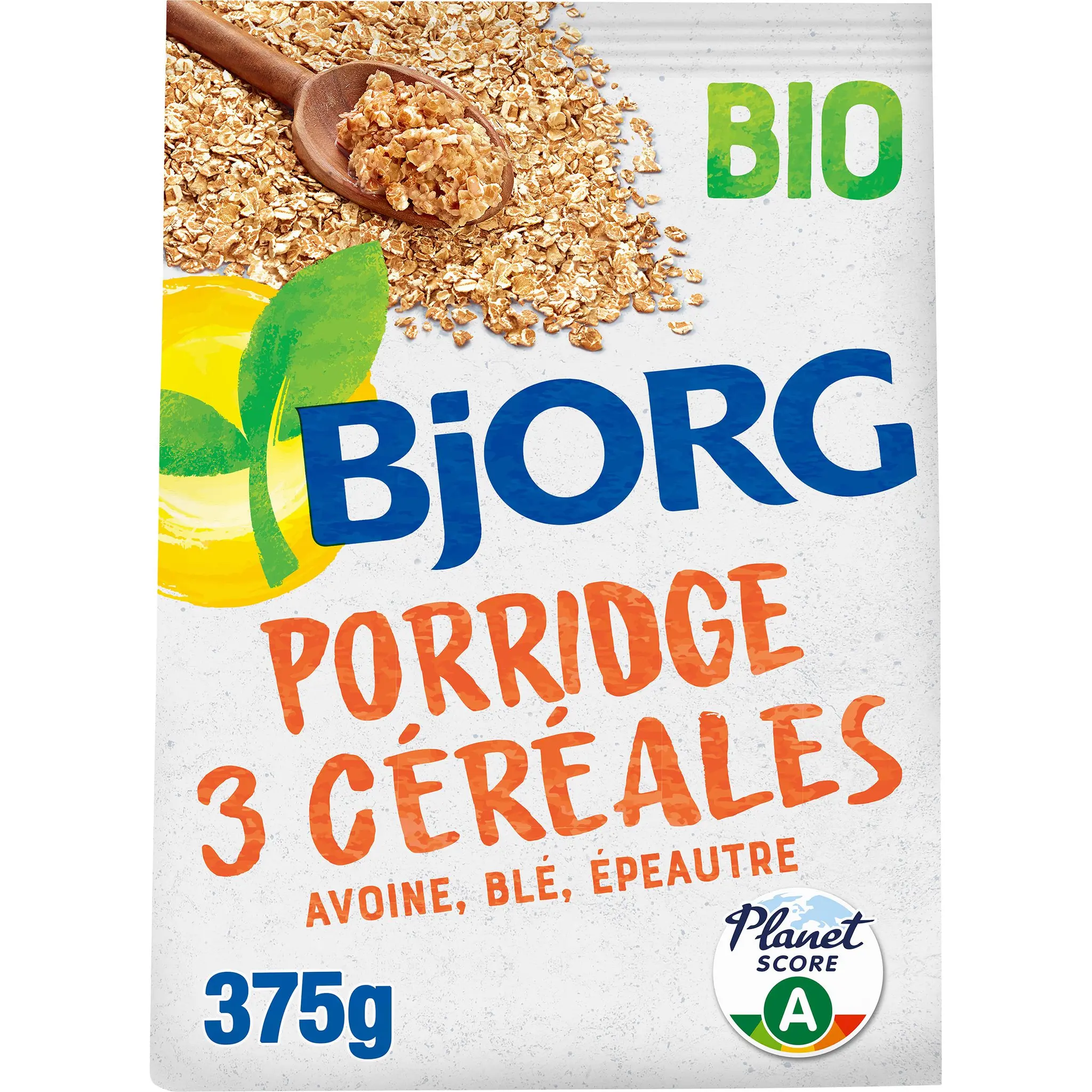 BJORG Porridge bio aux 3 céréales avoine blé et épeautre