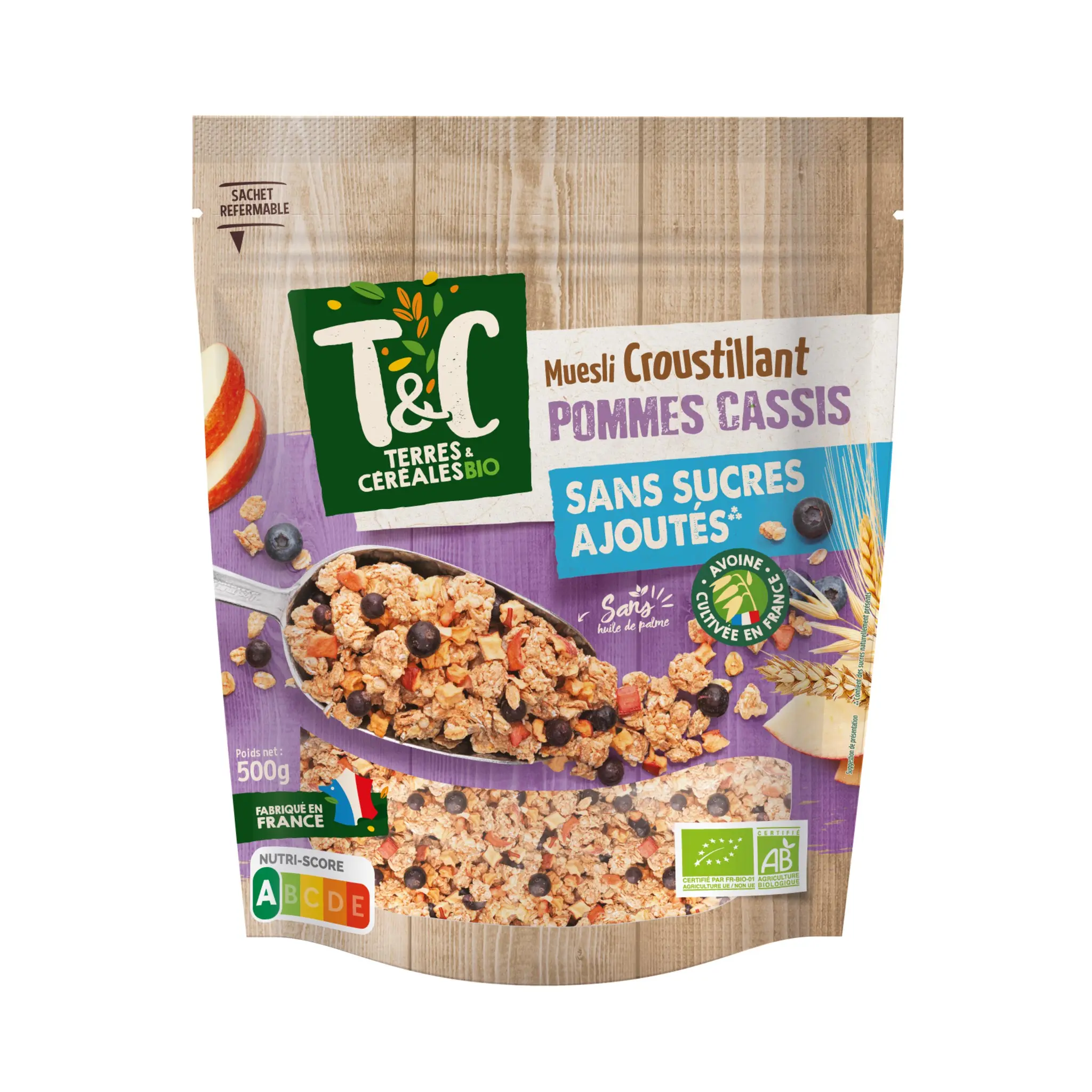 TERRES ET CEREALES Céréales muesli croustillant pommes cassis bio