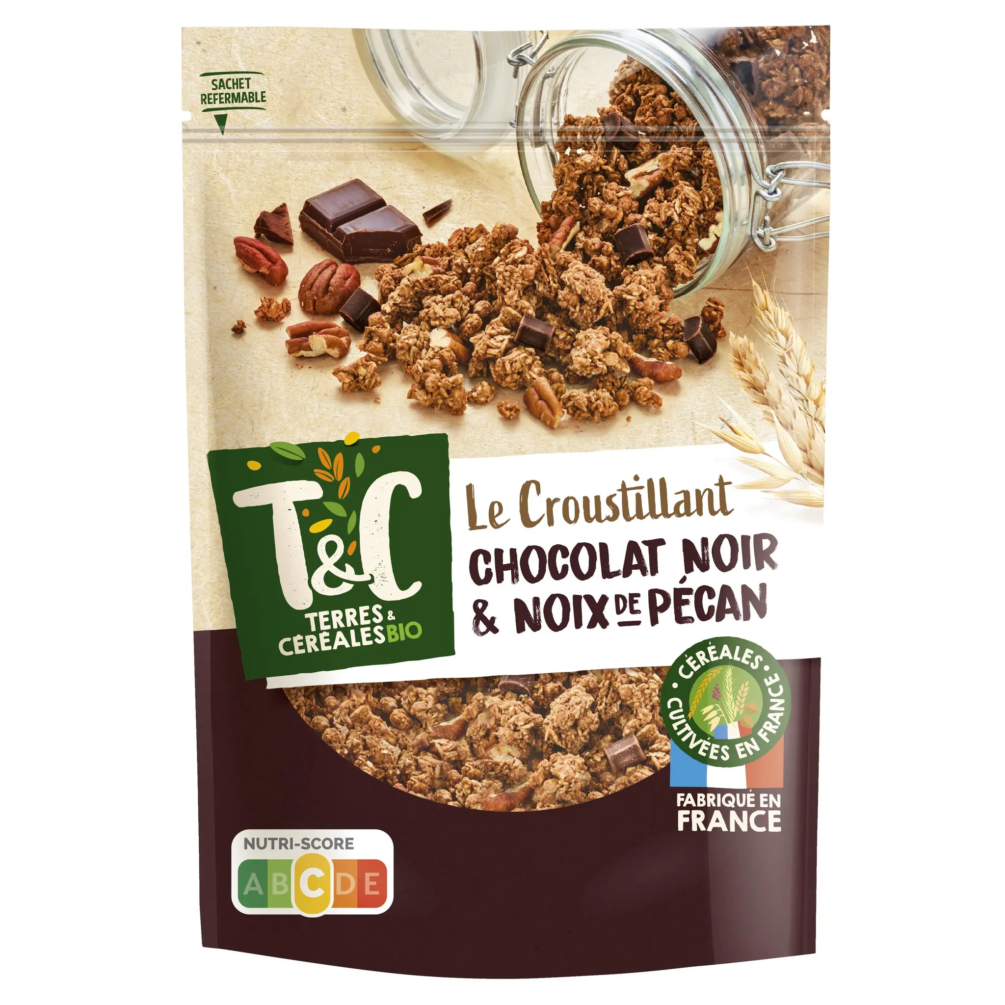 TERRES ET CEREALES Céréales croustillantes au chocolat noir et noix de pécan bio