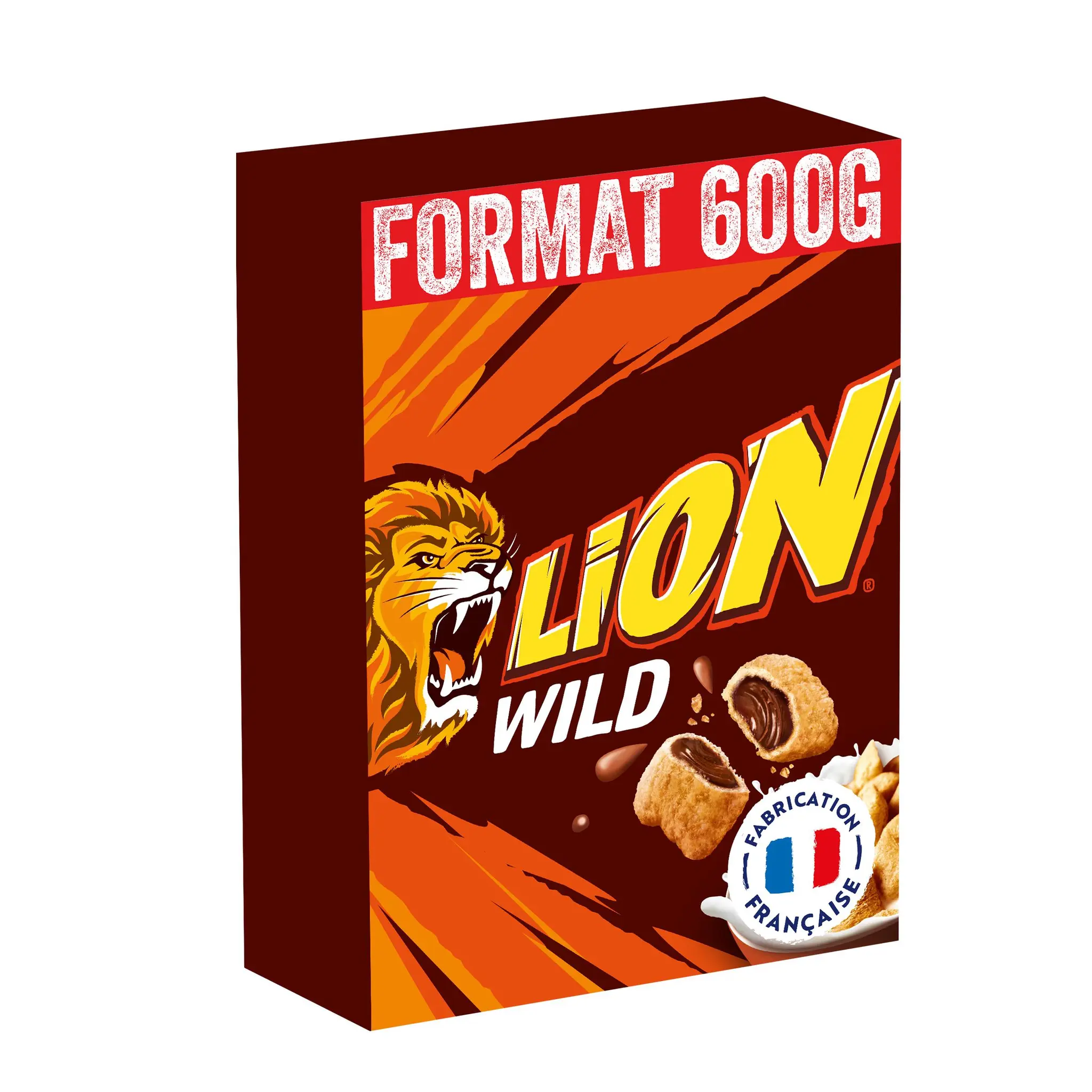 LION Wild Céréales goût caramel fourrées chocolat