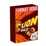 LION Wild Céréales goût caramel fourrées chocolat