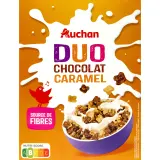 AUCHAN Céréales duo caramel et chocolat