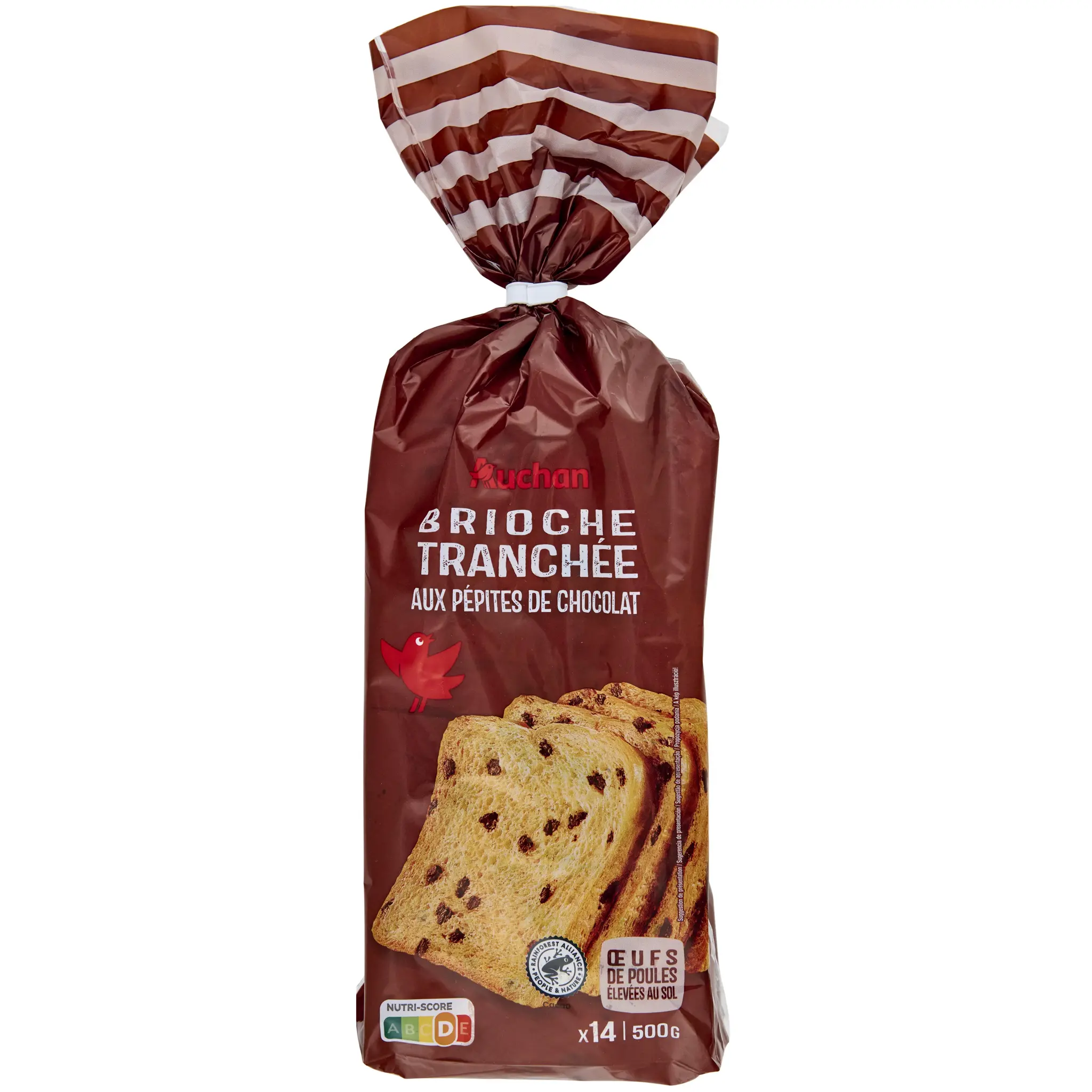 AUCHAN Brioche tranchée aux pépites de chocolat