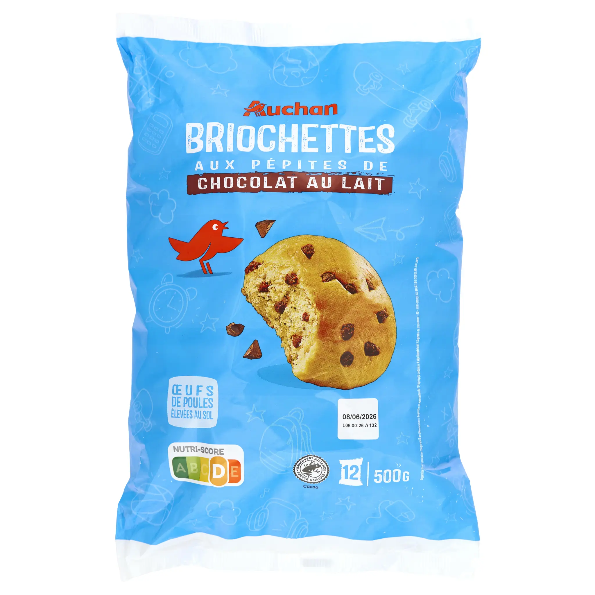 AUCHAN Briochettes aux pépites de chocolat au lait