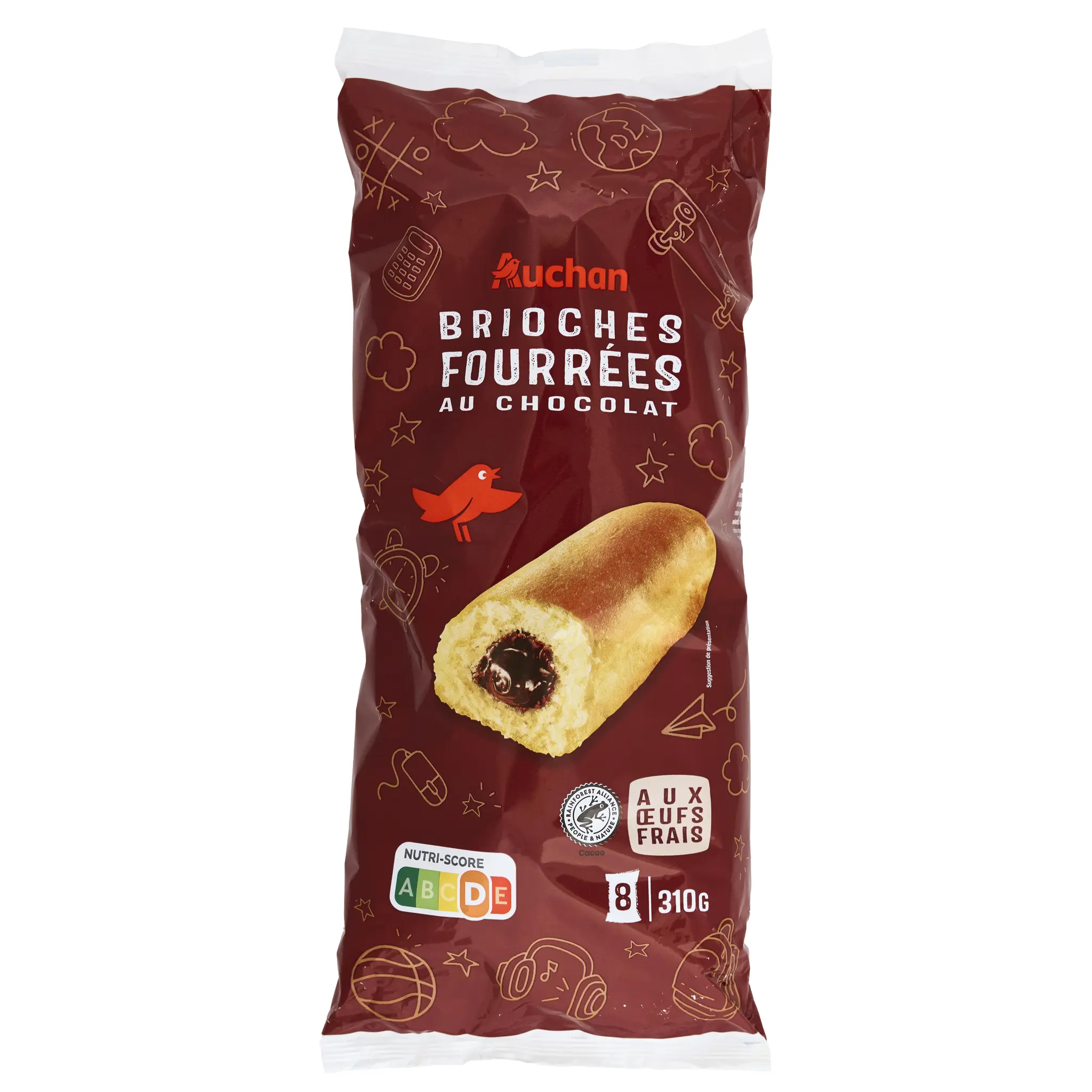 AUCHAN Brioches fourrées au chocolat
