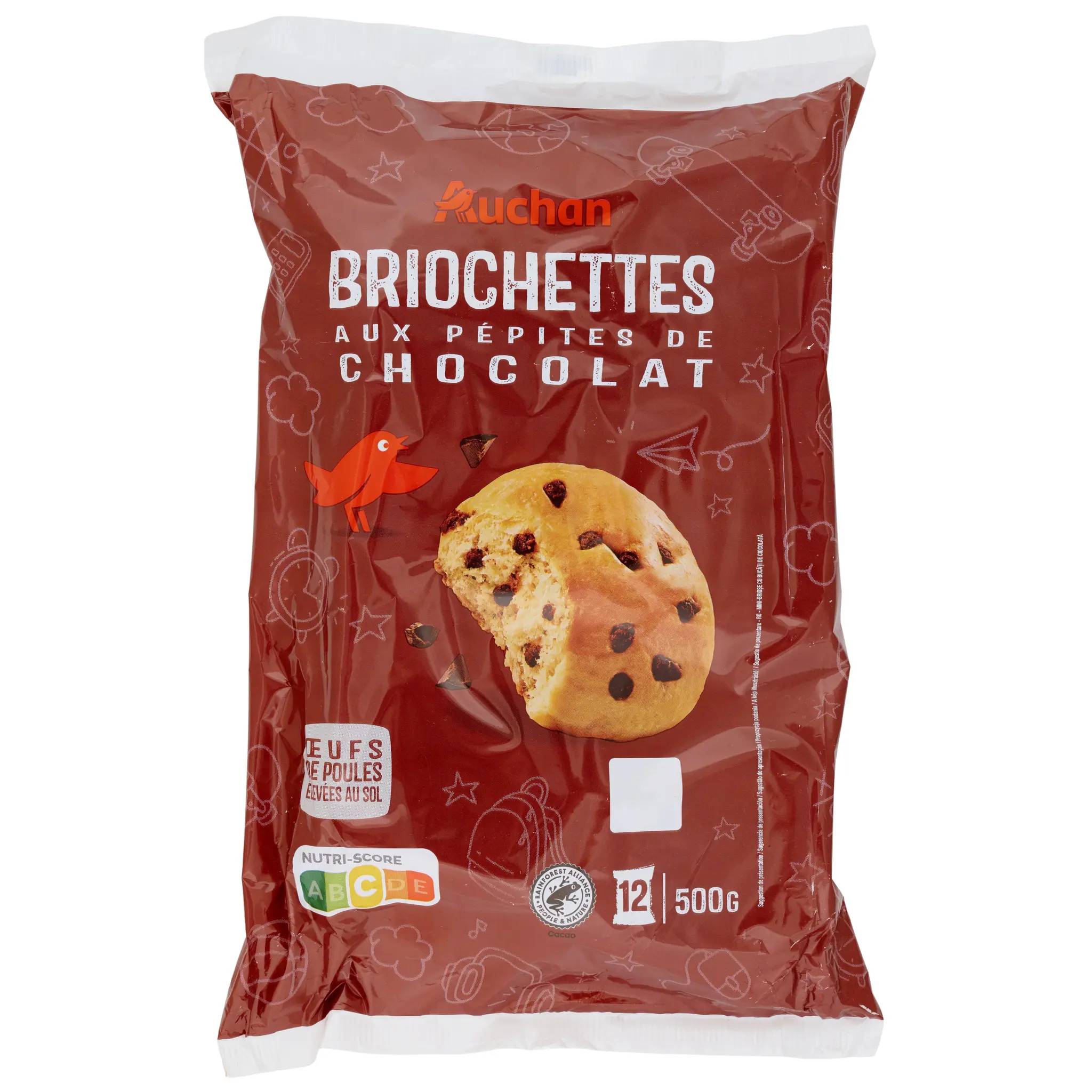 AUCHAN Briochettes aux pépites de chocolat noir sachets individuels