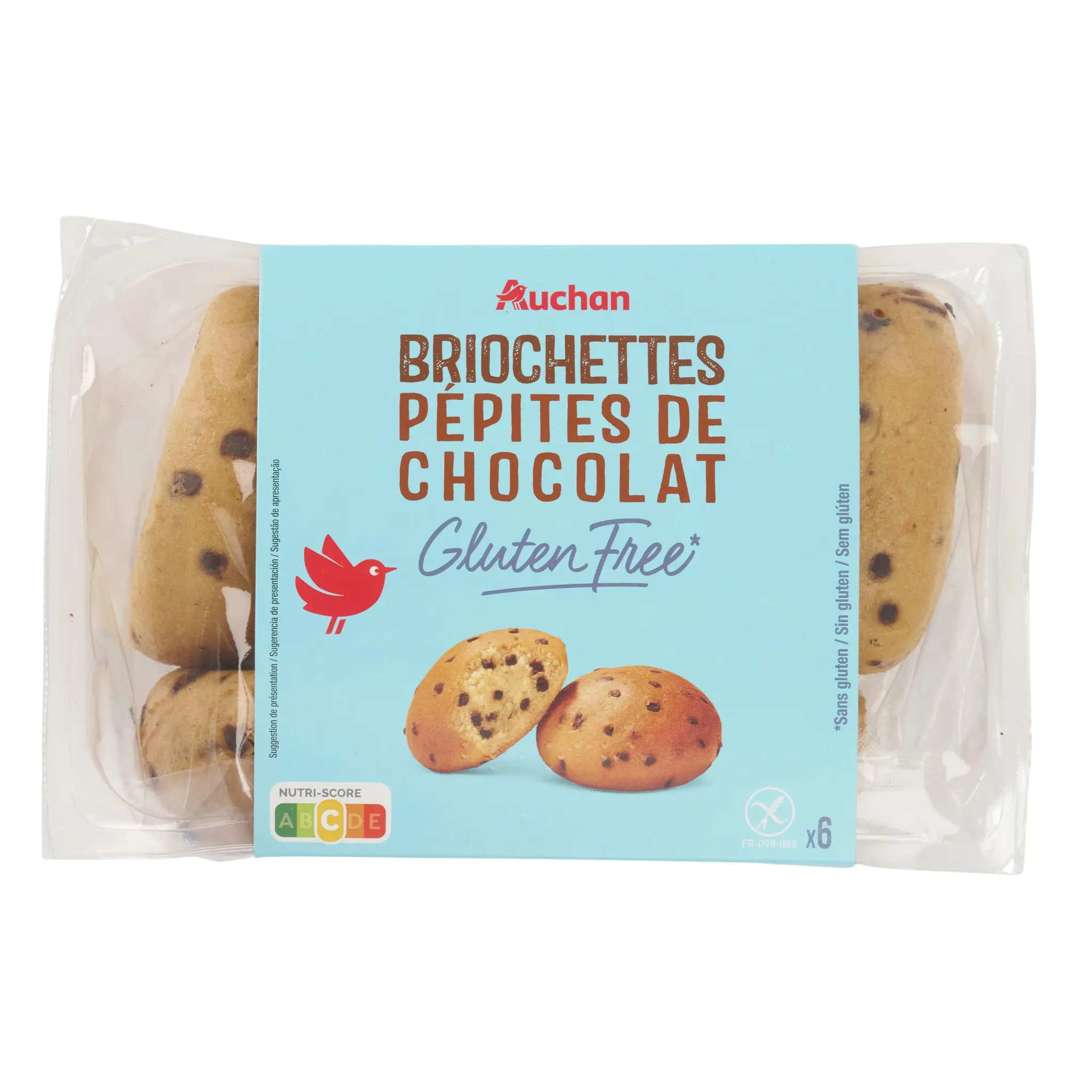 AUCHAN Briochettes aux pépites de chocolat sans gluten