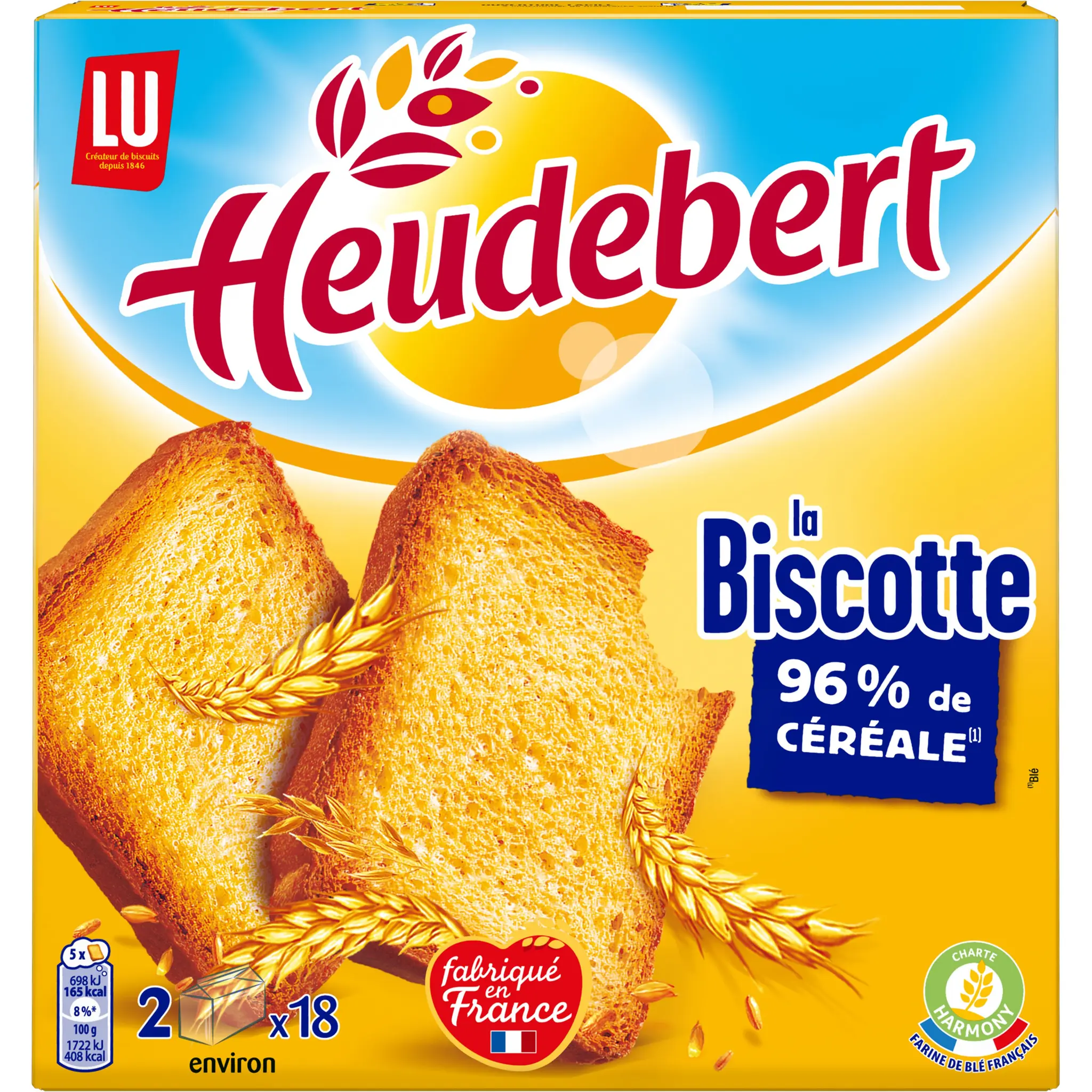 HEUDEBERT Biscottes 96% de céréales La Biscotte