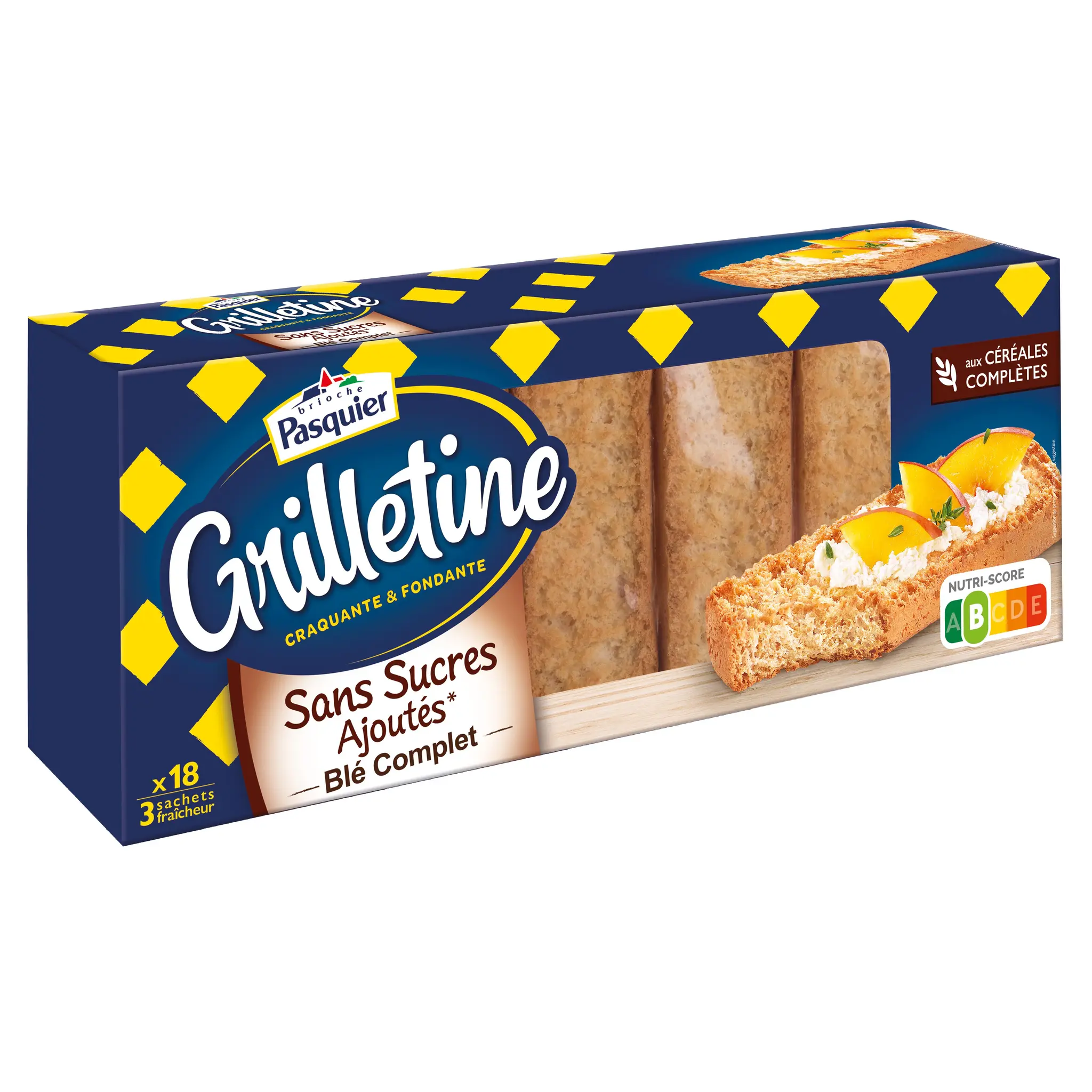 PASQUIER Grilletine craquante & fondante sans sucres ajoutés au blé complet