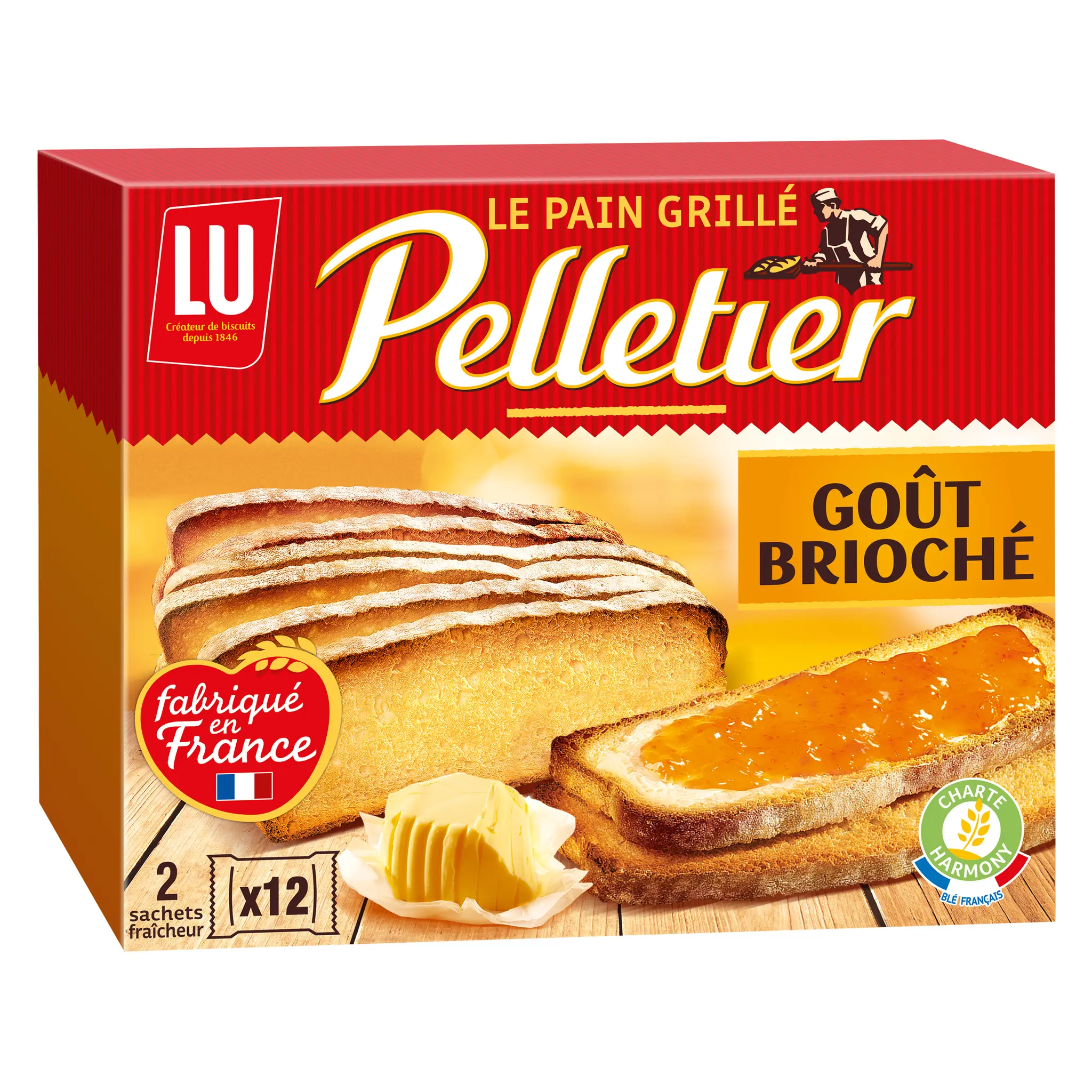 PELLETIER Le Pain grillé goût brioché sachets fraîcheur