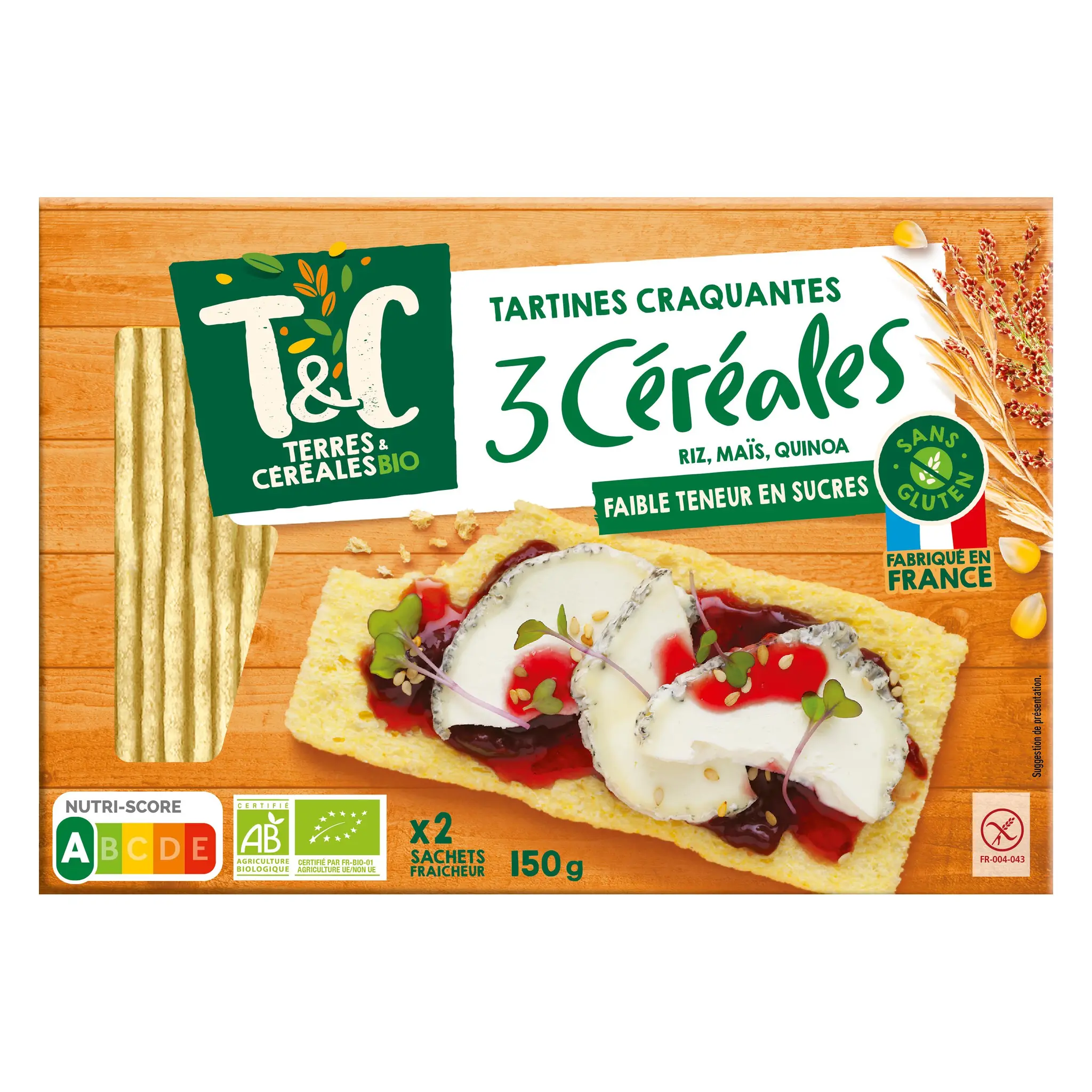 TERRES ET CEREALES Tartines craquantes aux 3 céréales bio sans gluten