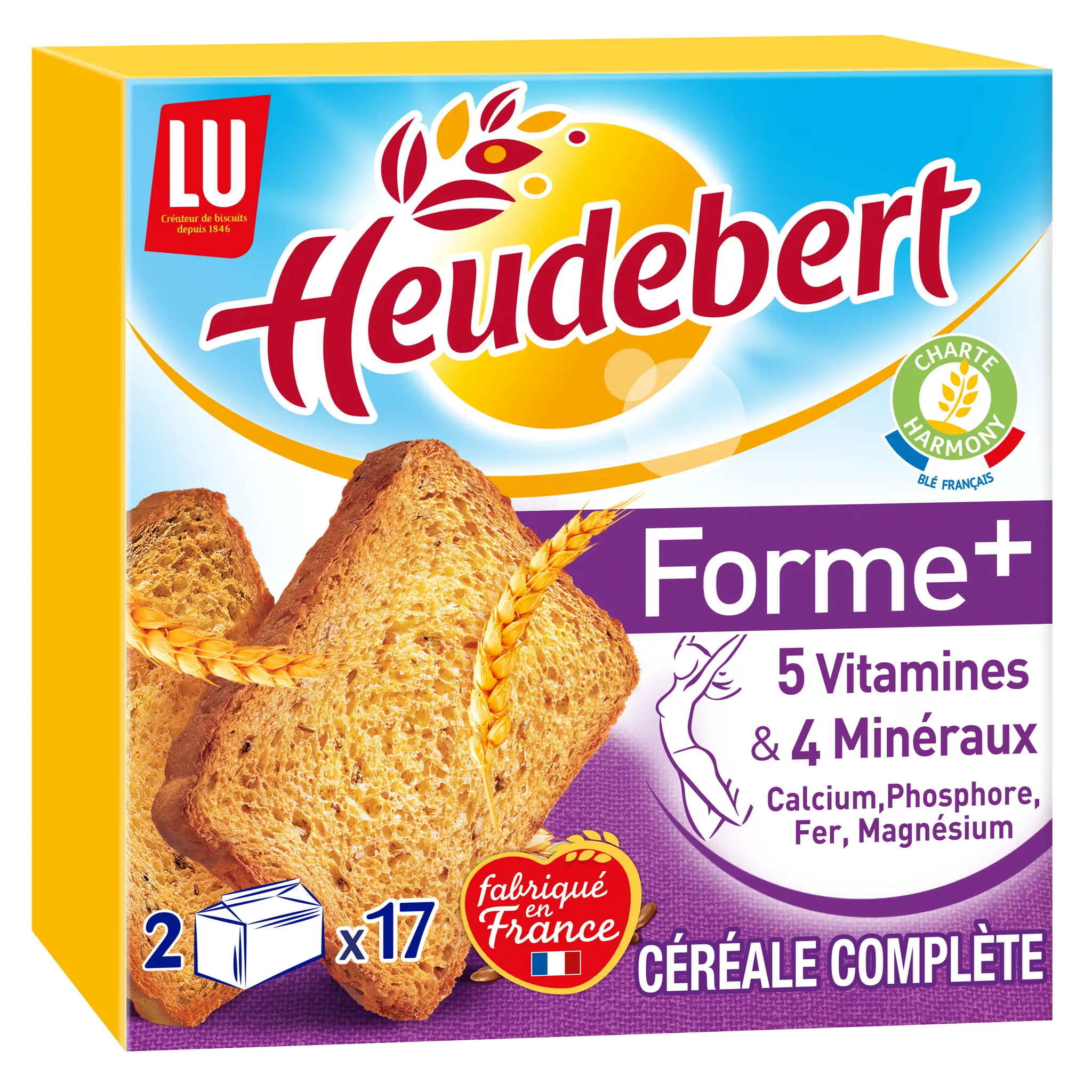 HEUDEBERT Forme+ Biscottes aux céréales complètes sachets fraîcheur