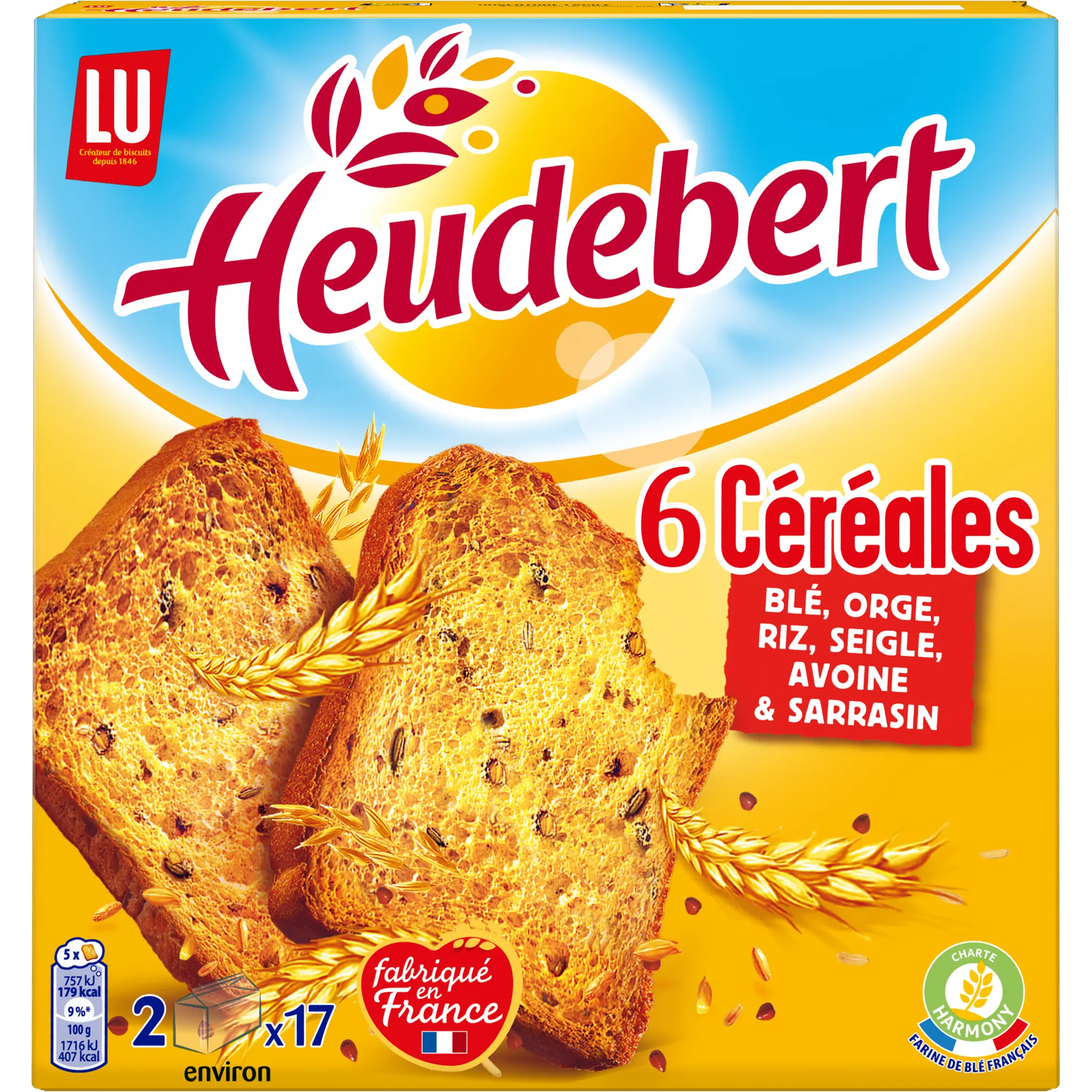 HEUDEBERT Biscottes 6 céréales