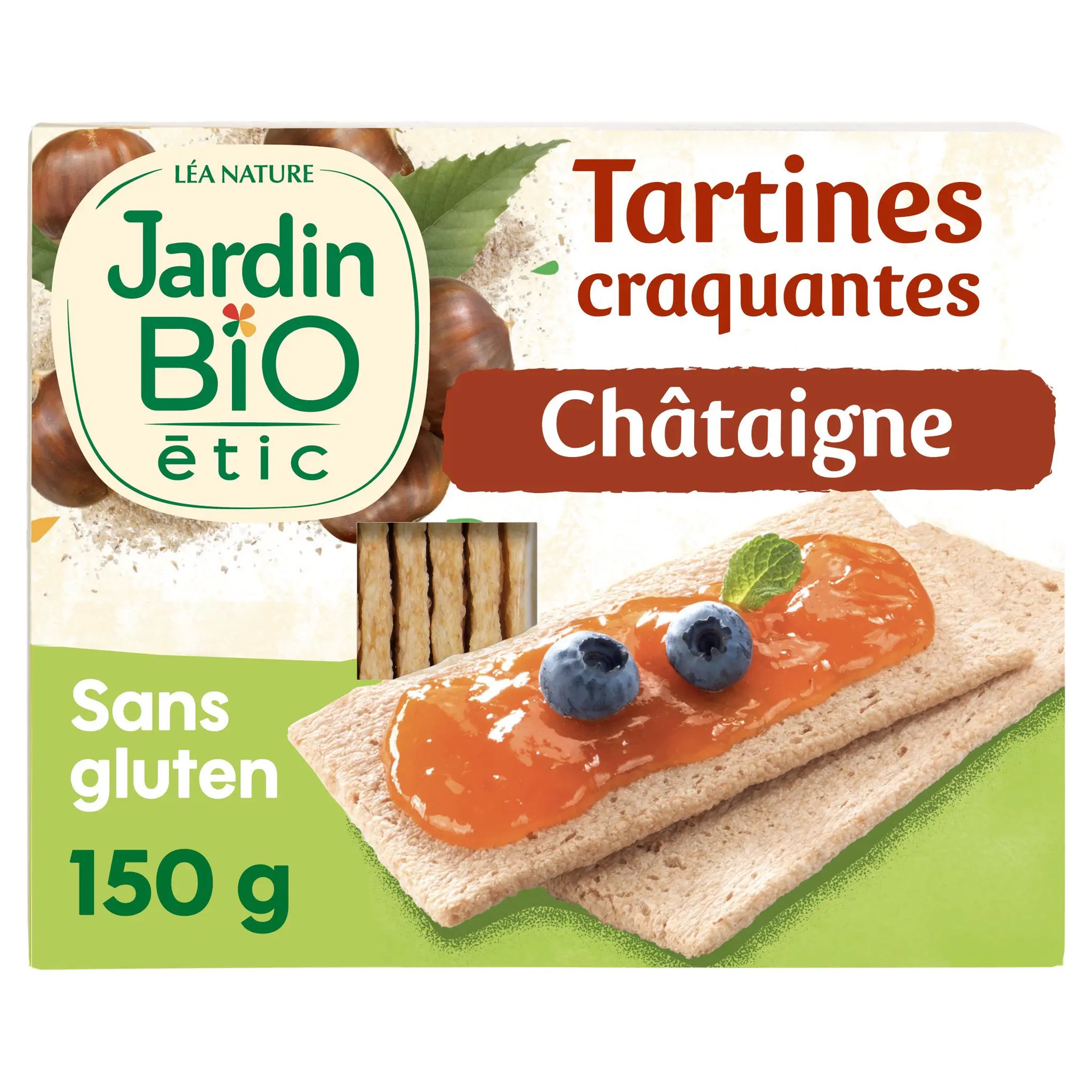 JARDIN BIO ETIC Tartines de châtaignes craquantes sans gluten ni sucres ajoutés