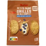 AUCHAN Petits pains grillés au blé complet sans sucres ajoutés