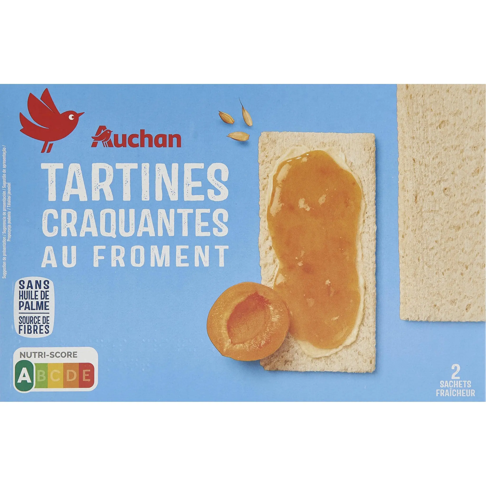 AUCHAN Tartines craquantes au froment sans huile de palme