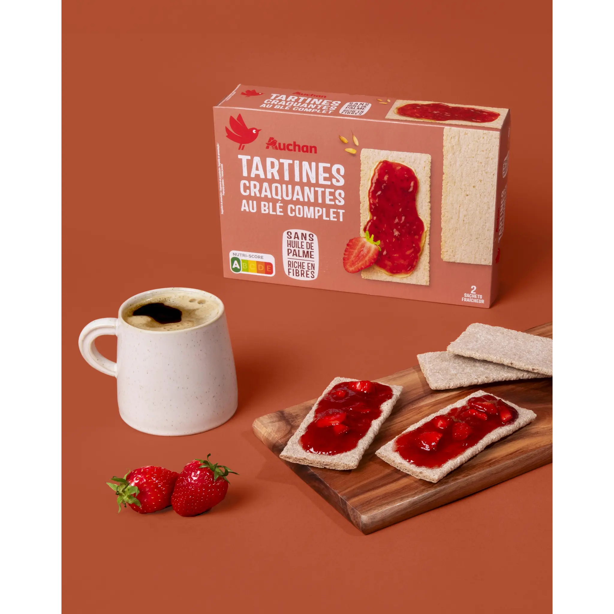 AUCHAN Tartines craquantes au blé complet sans huile de palme