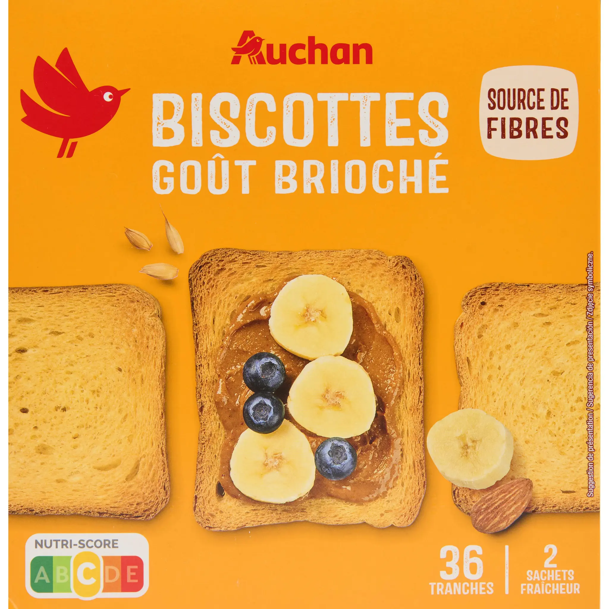 AUCHAN Biscottes saveur briochée sans huile de palme