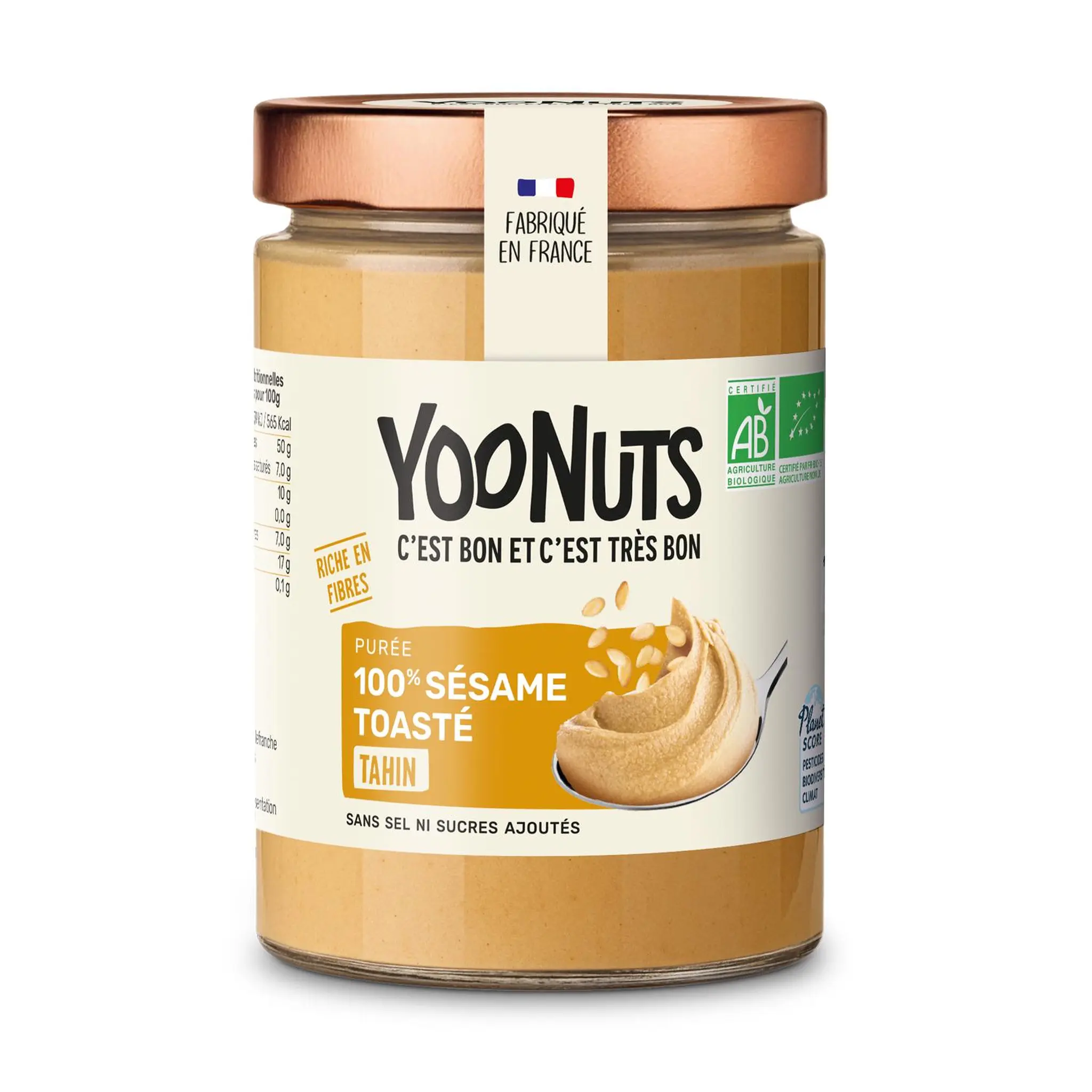 YOONUTS Purée 100% de sésame toasté tahin sans sel ni sucres ajoutés bio