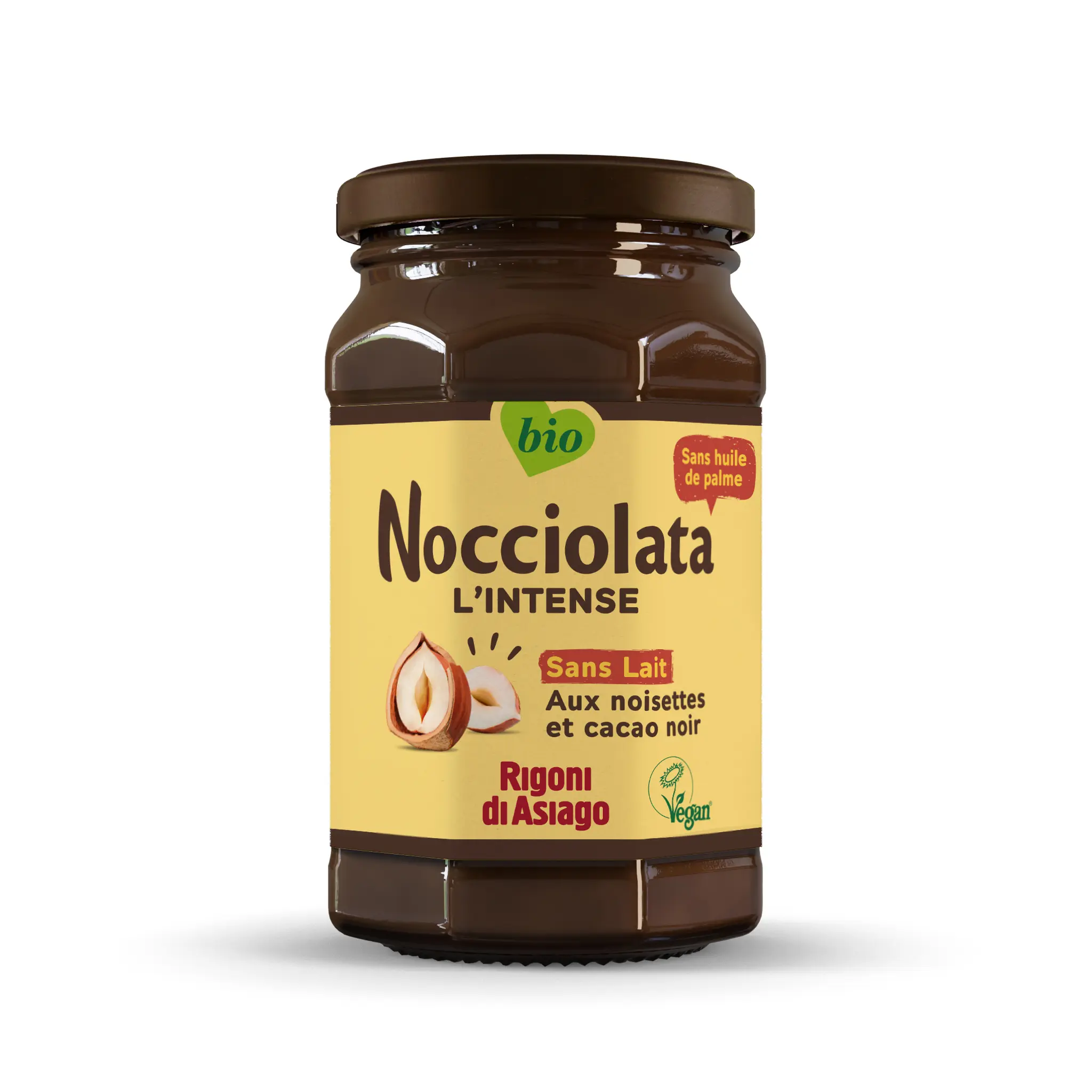 RIGONI DI ASIAGO Nocciolata l'intense pâte à tartiner bio sans lait au noisettes et cacao noir sans huile de palme