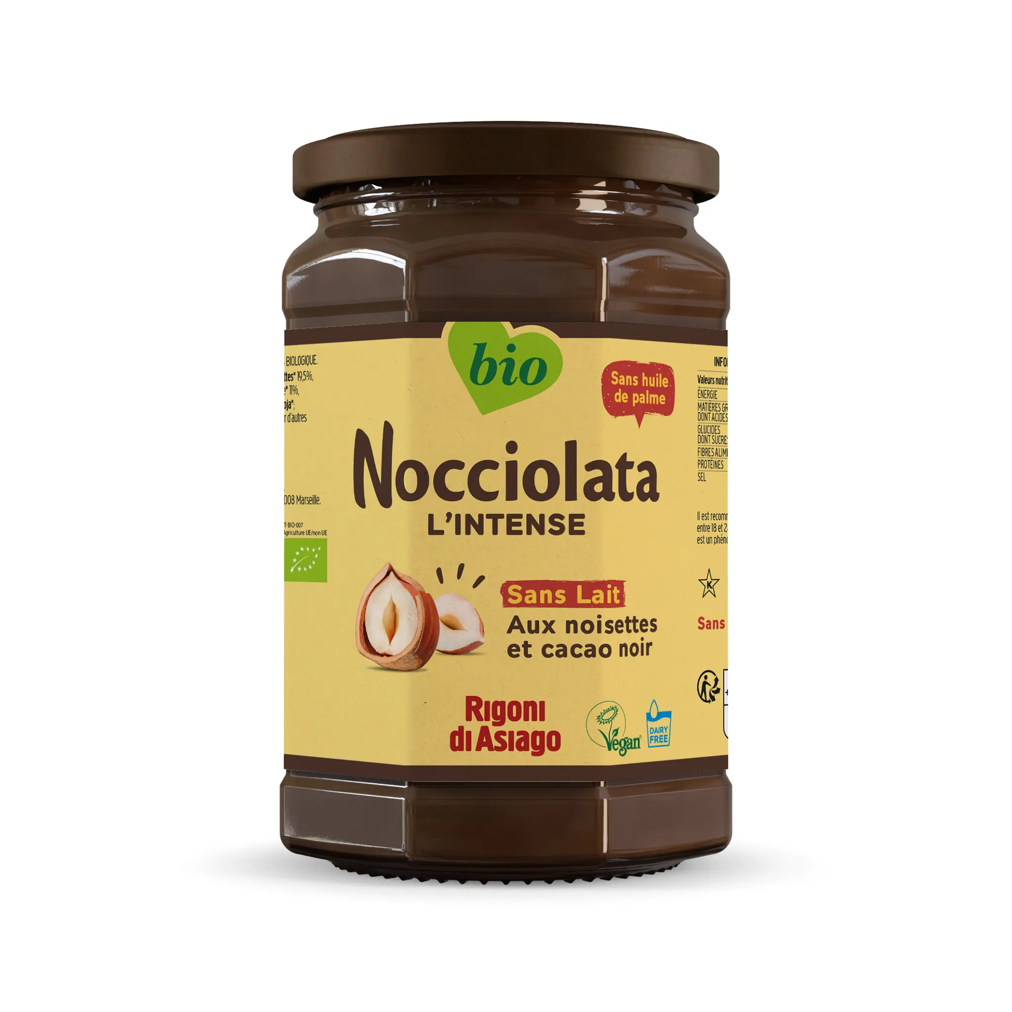 RIGONI DI ASIAGO Nocciolata pâte à tartiner bio au cacao et noisettes sans lait